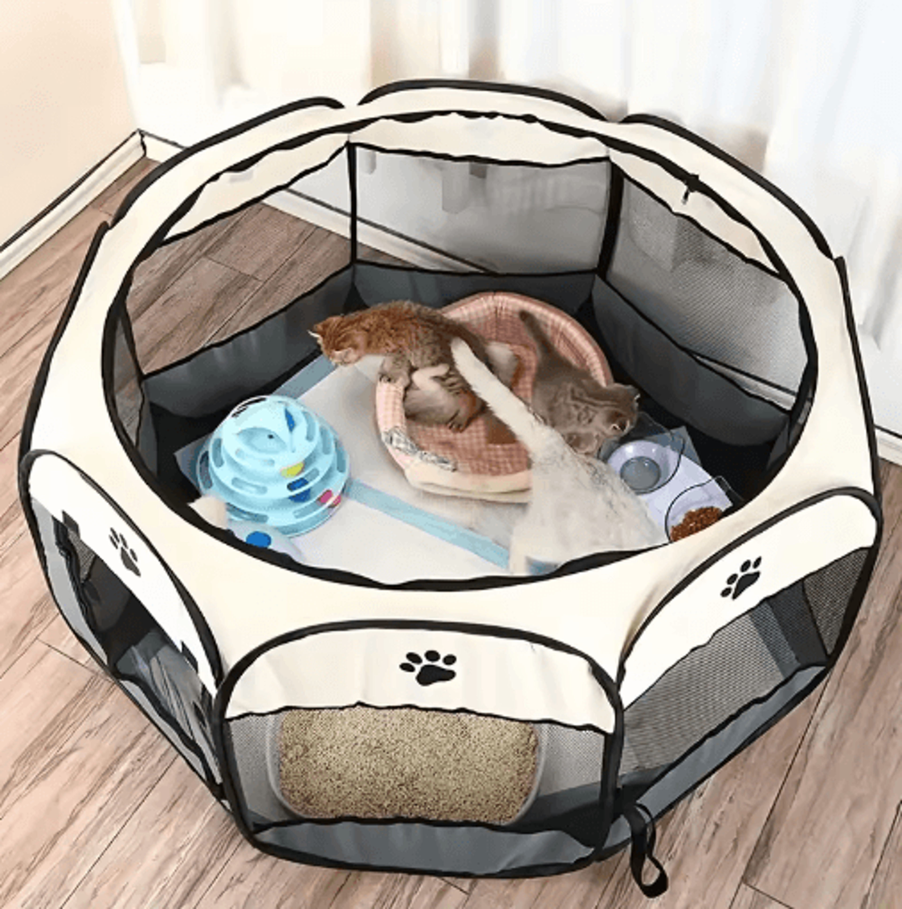 foldable cat maternity tent –waterproof octagonal pet playpen & nest kennel