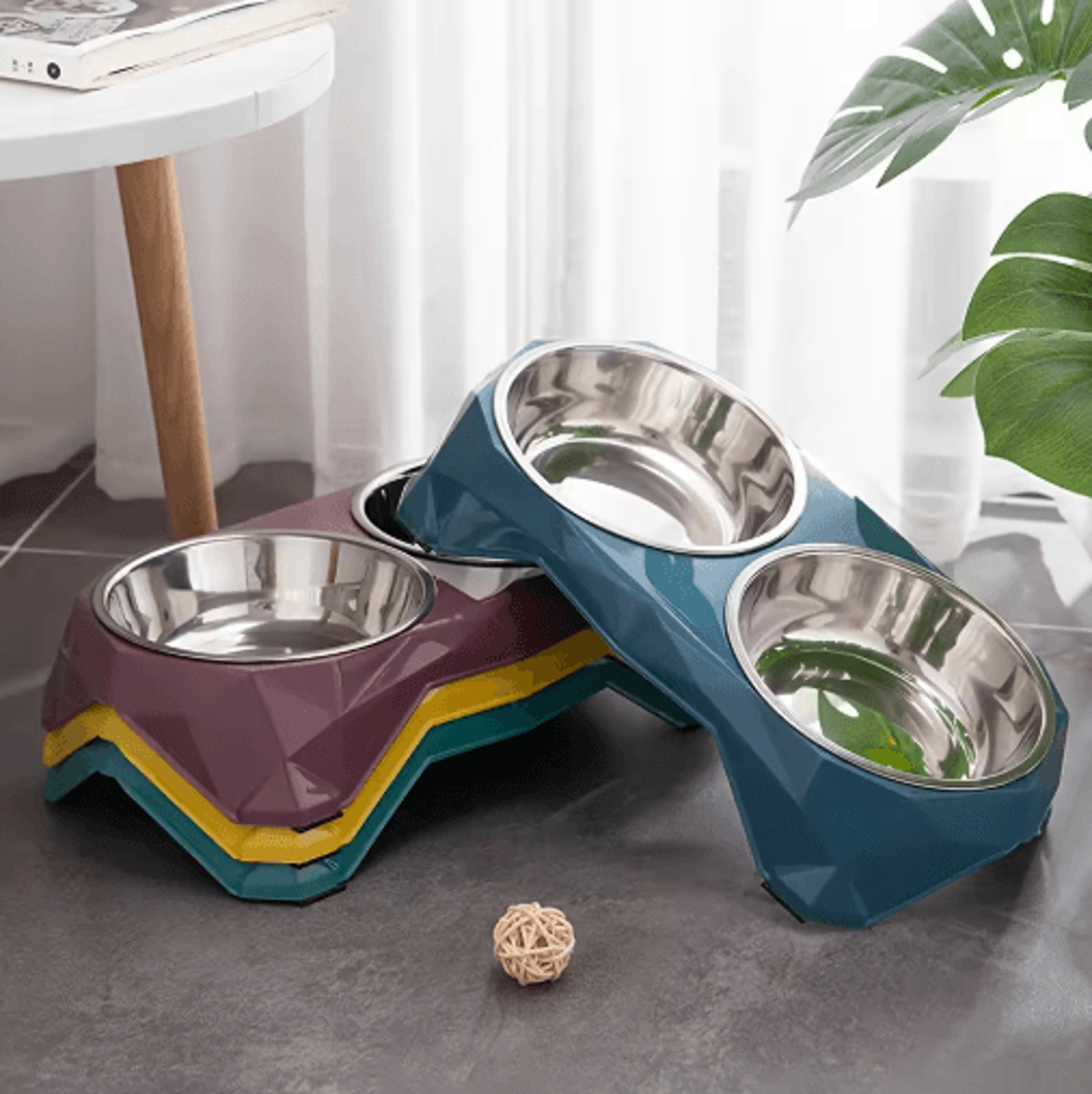stainless steel double pet bowl – large capacity non-slip food & water feeder