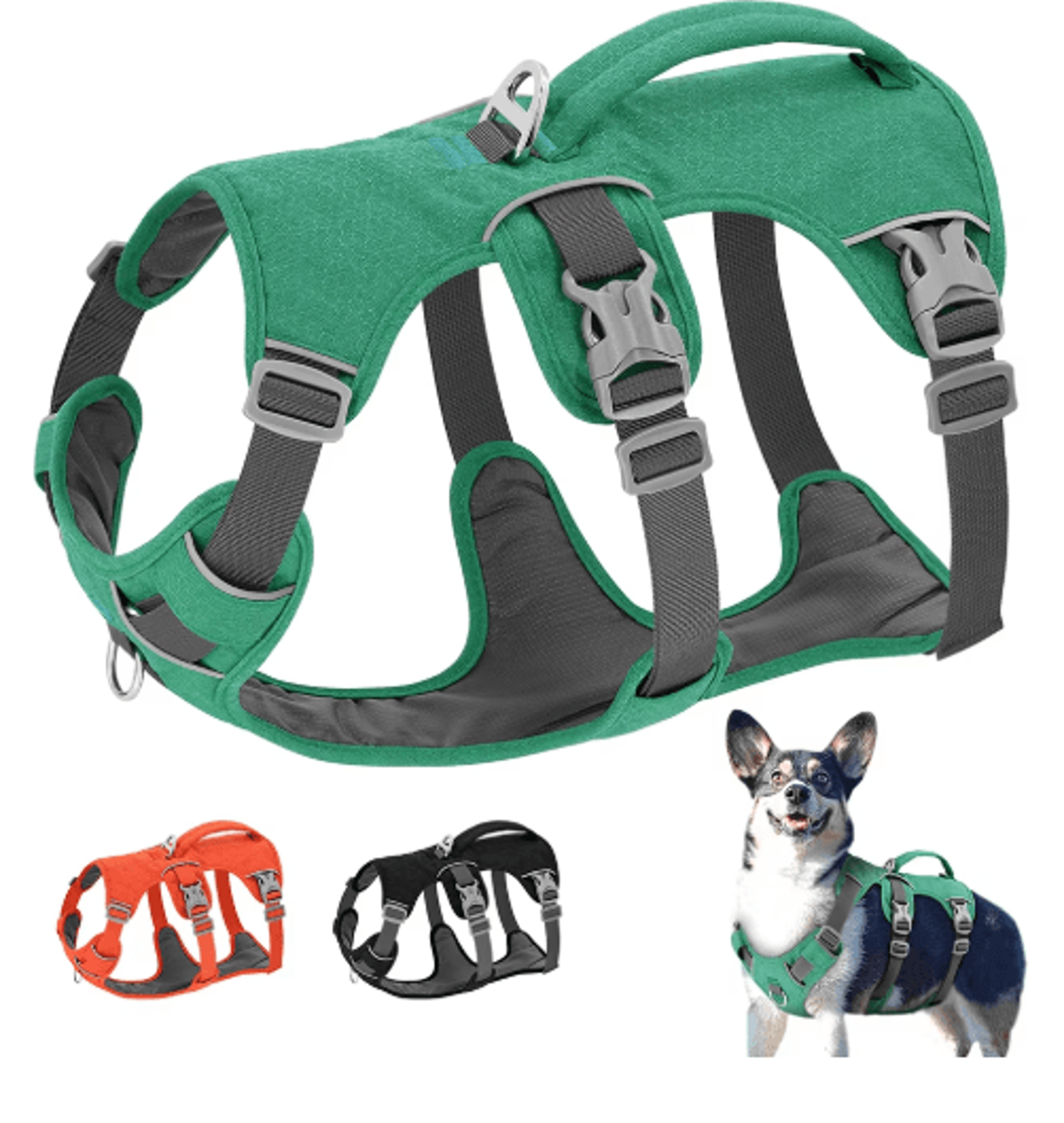 escape proof reflective dog harness – adjustable nylon pet vest with handle