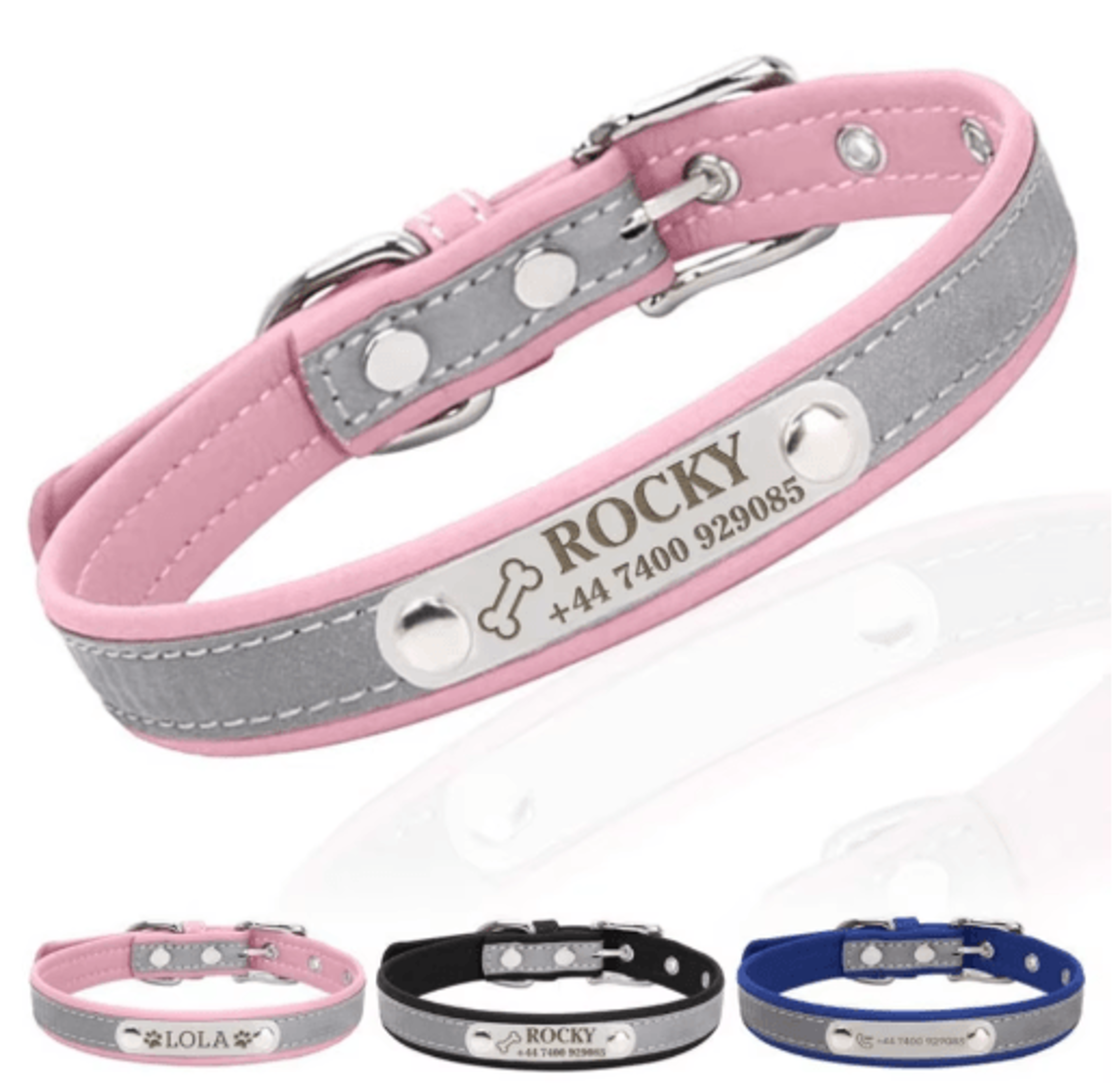 pawsignature personalized leather dog collar with custom engraved name plate