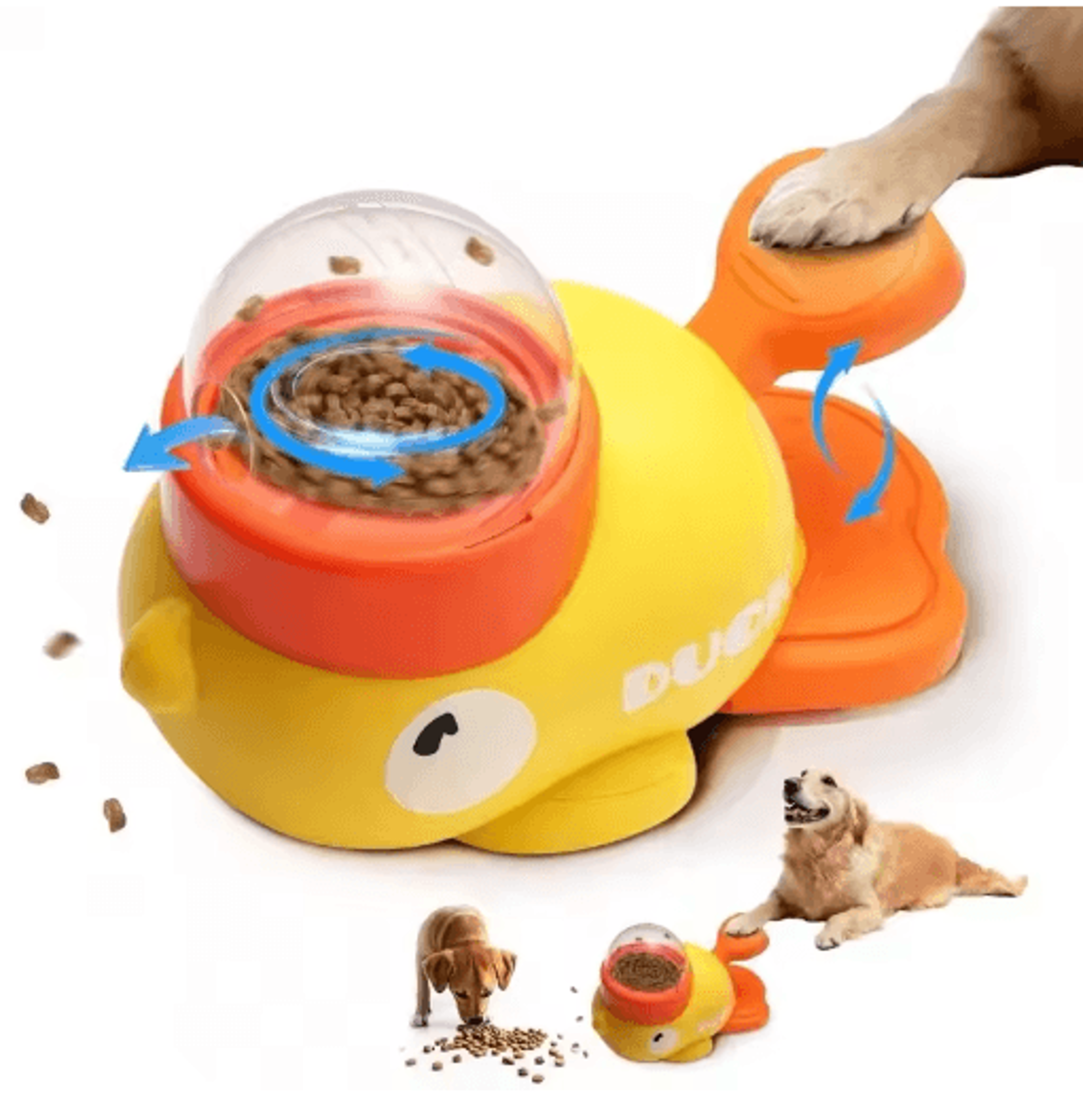 quackplay 2-in-1 interactive dog toy & treat dispenser
