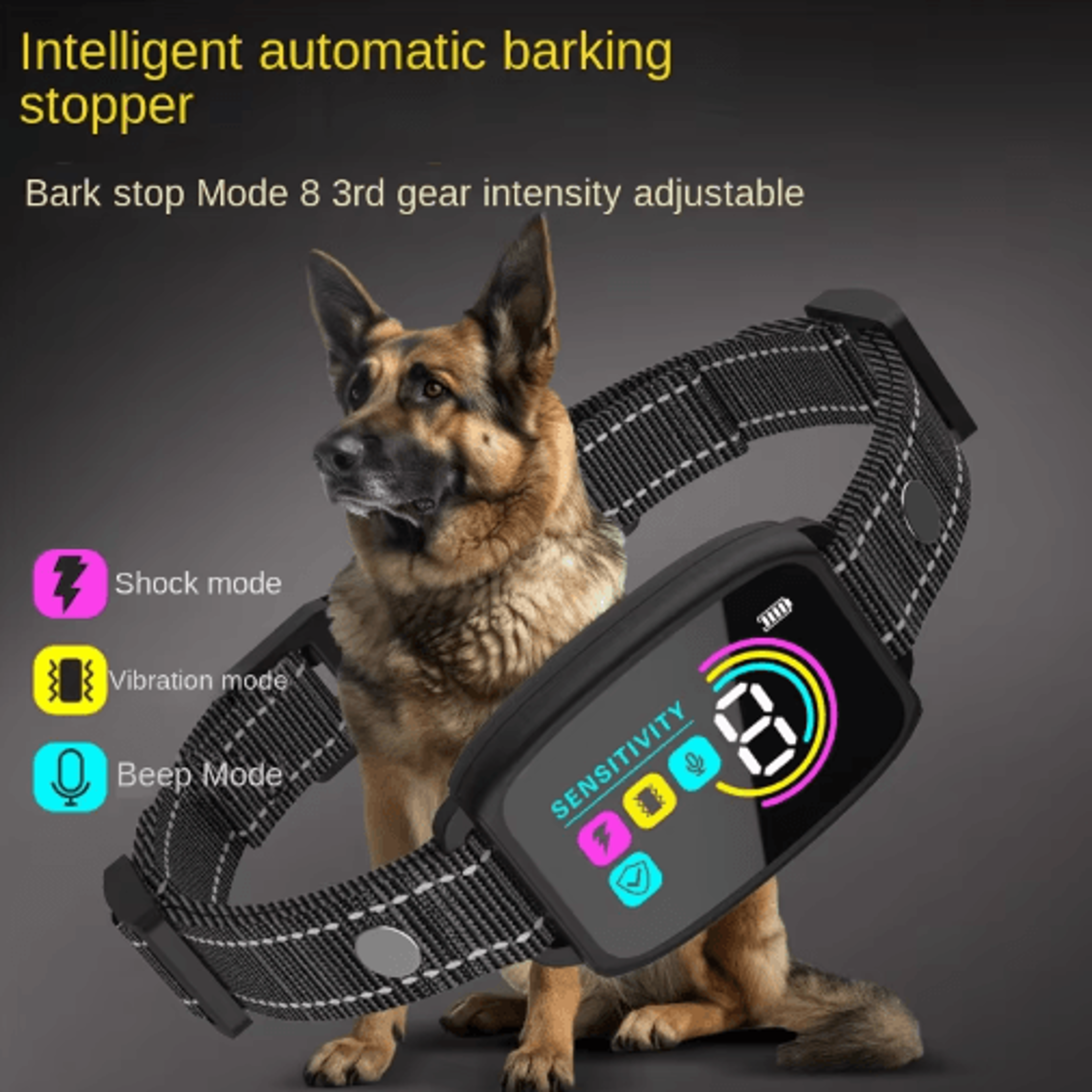 calmcontrol smart anti bark dog collar with automatic training support