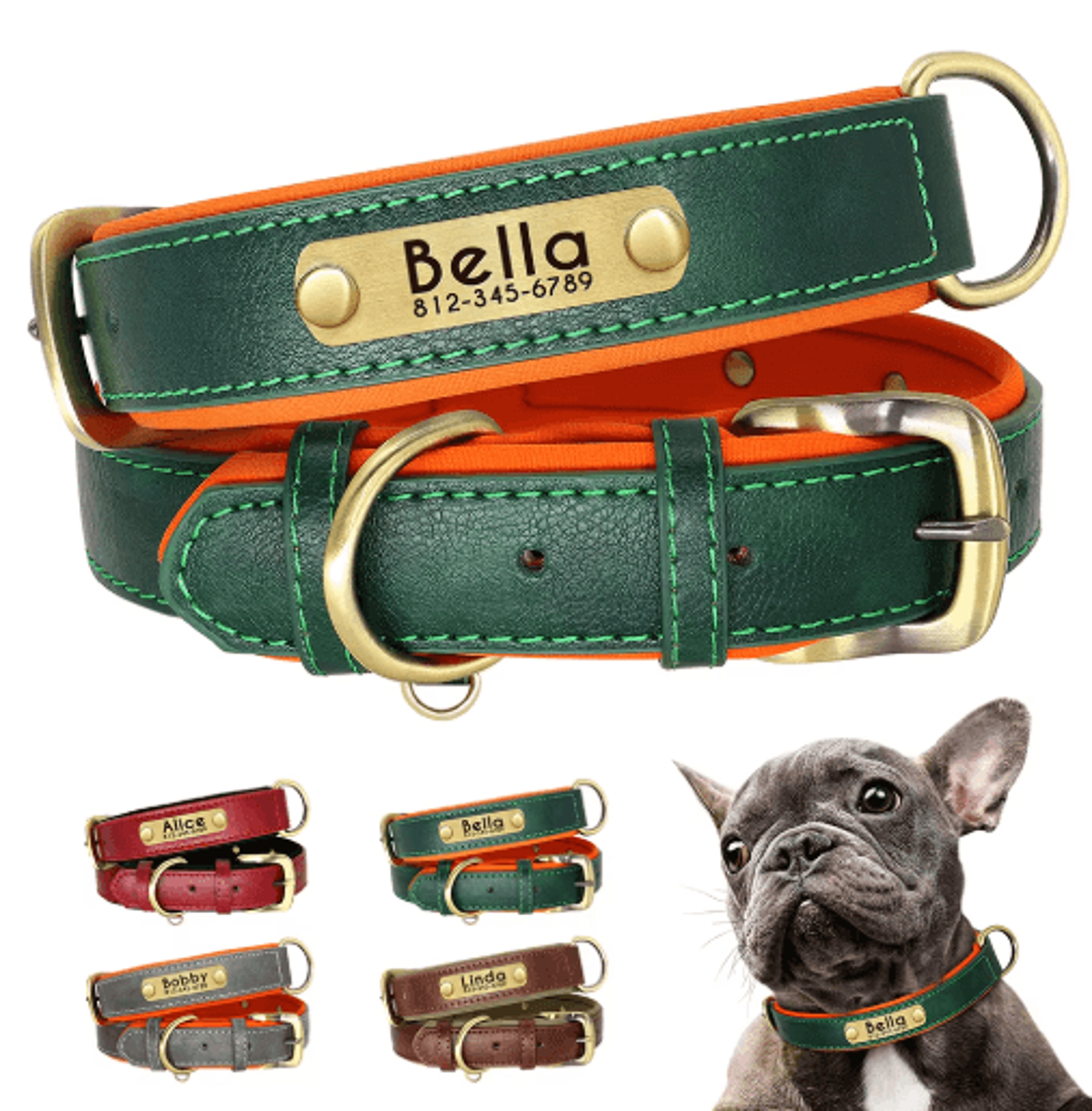elitetag personalized leather dog collar with free engraved nameplate