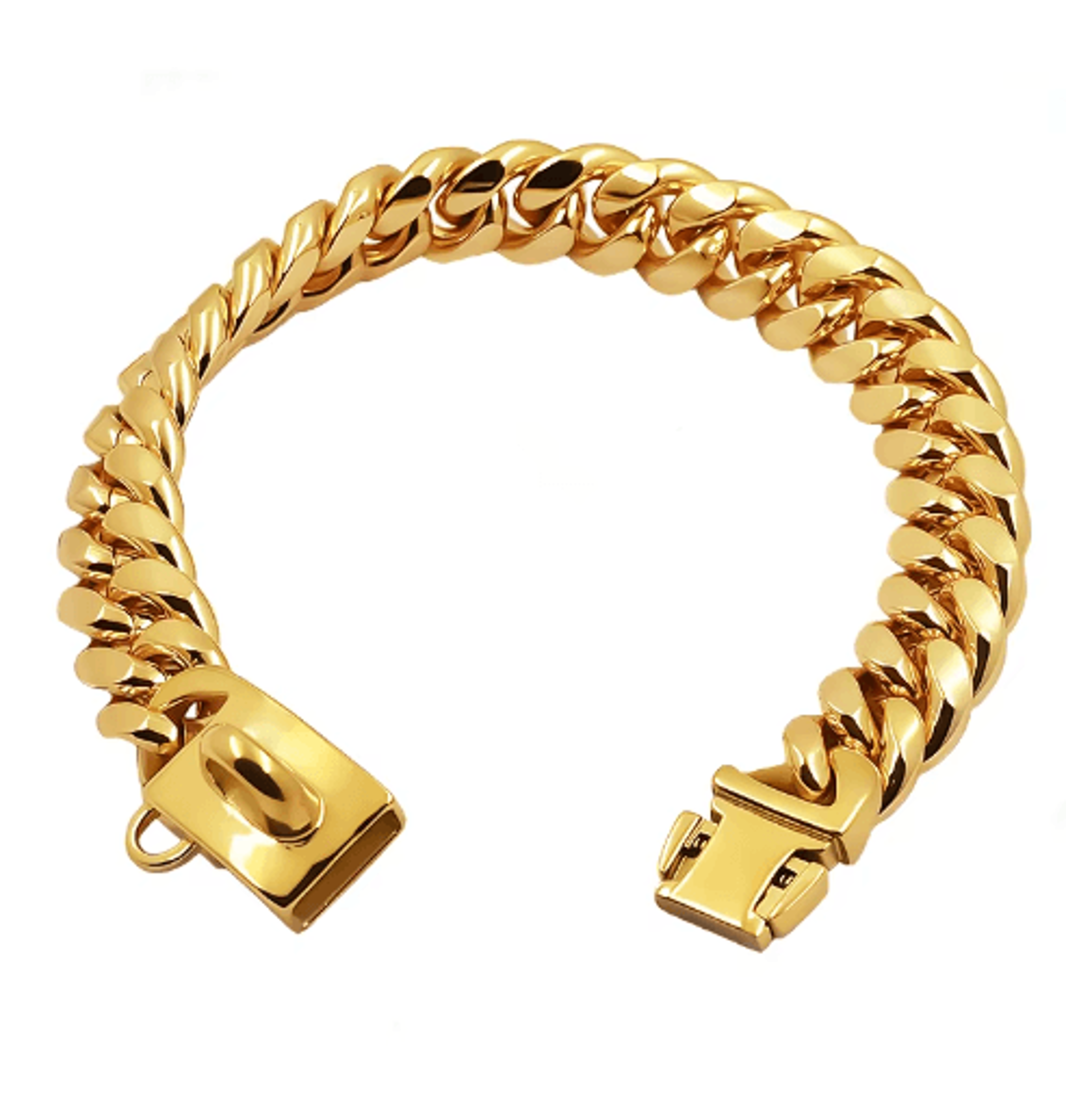 royalchain stainless steel dog chain collar with gold cuban link design