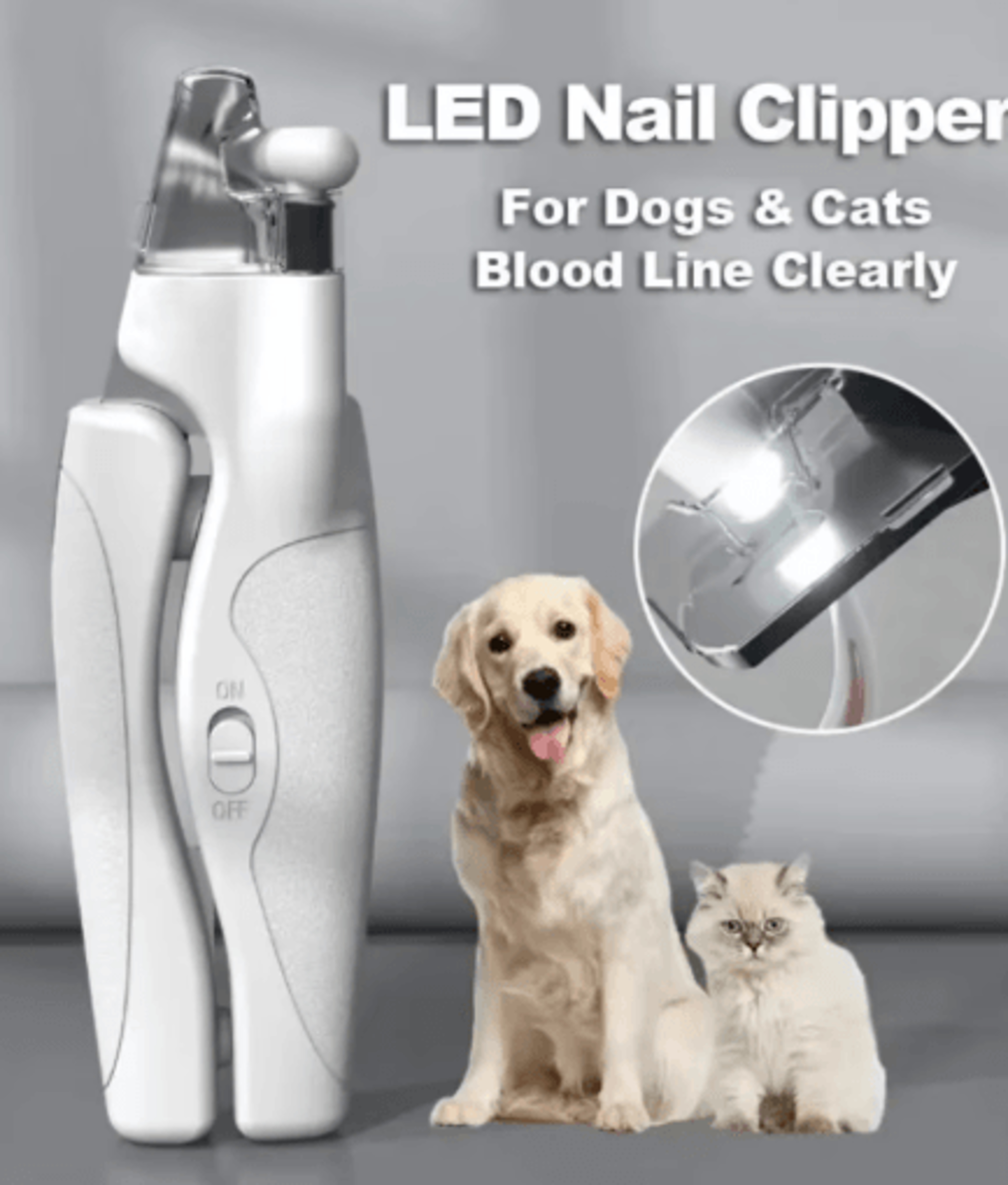 glowtrim led pet nail clipper – multifunction dog & cat nail trimmer with blood line light