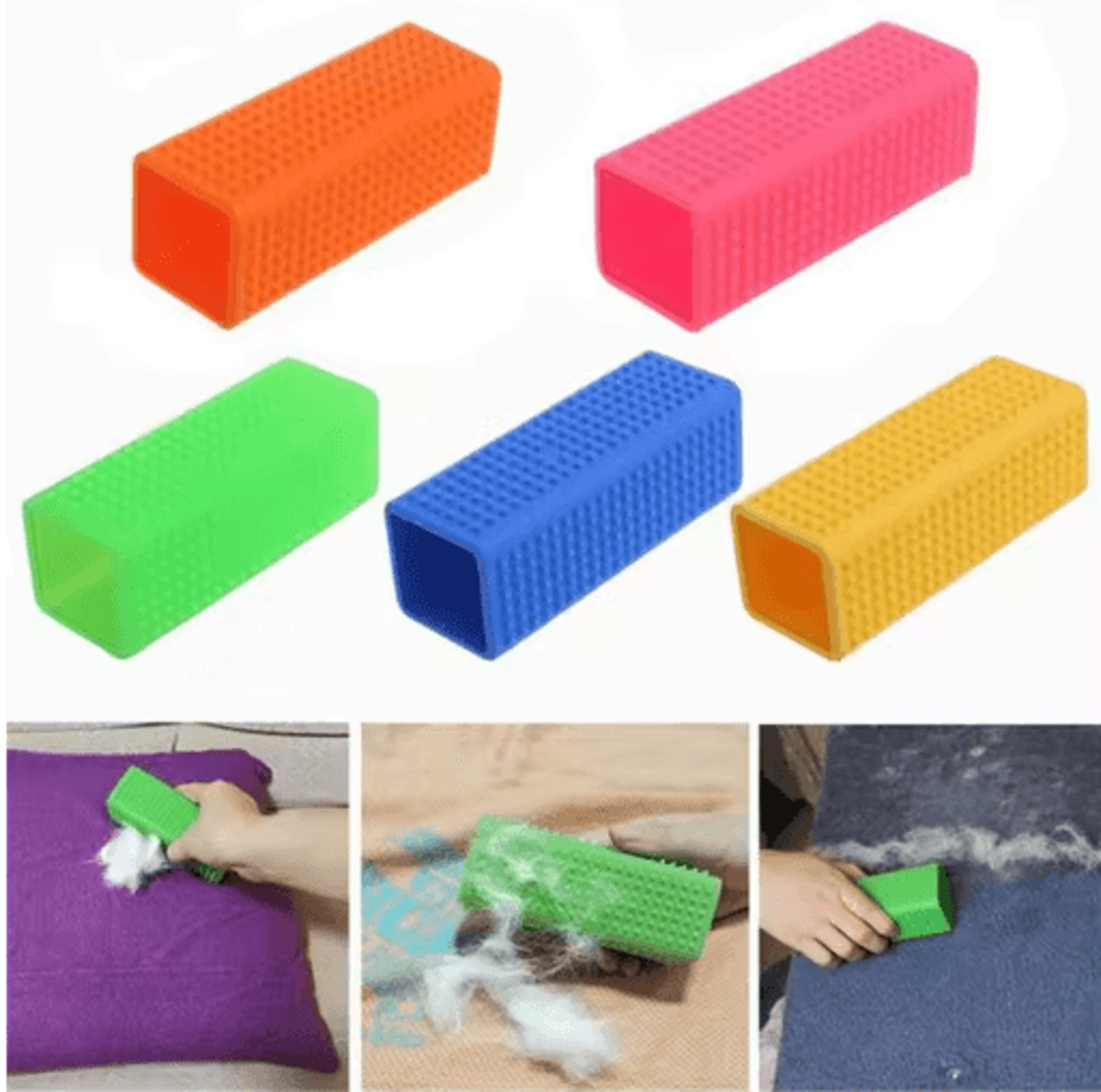 fursweep silicone pet hair removal brush – rubber cleaning brush for dog & cat hair (gsz01)