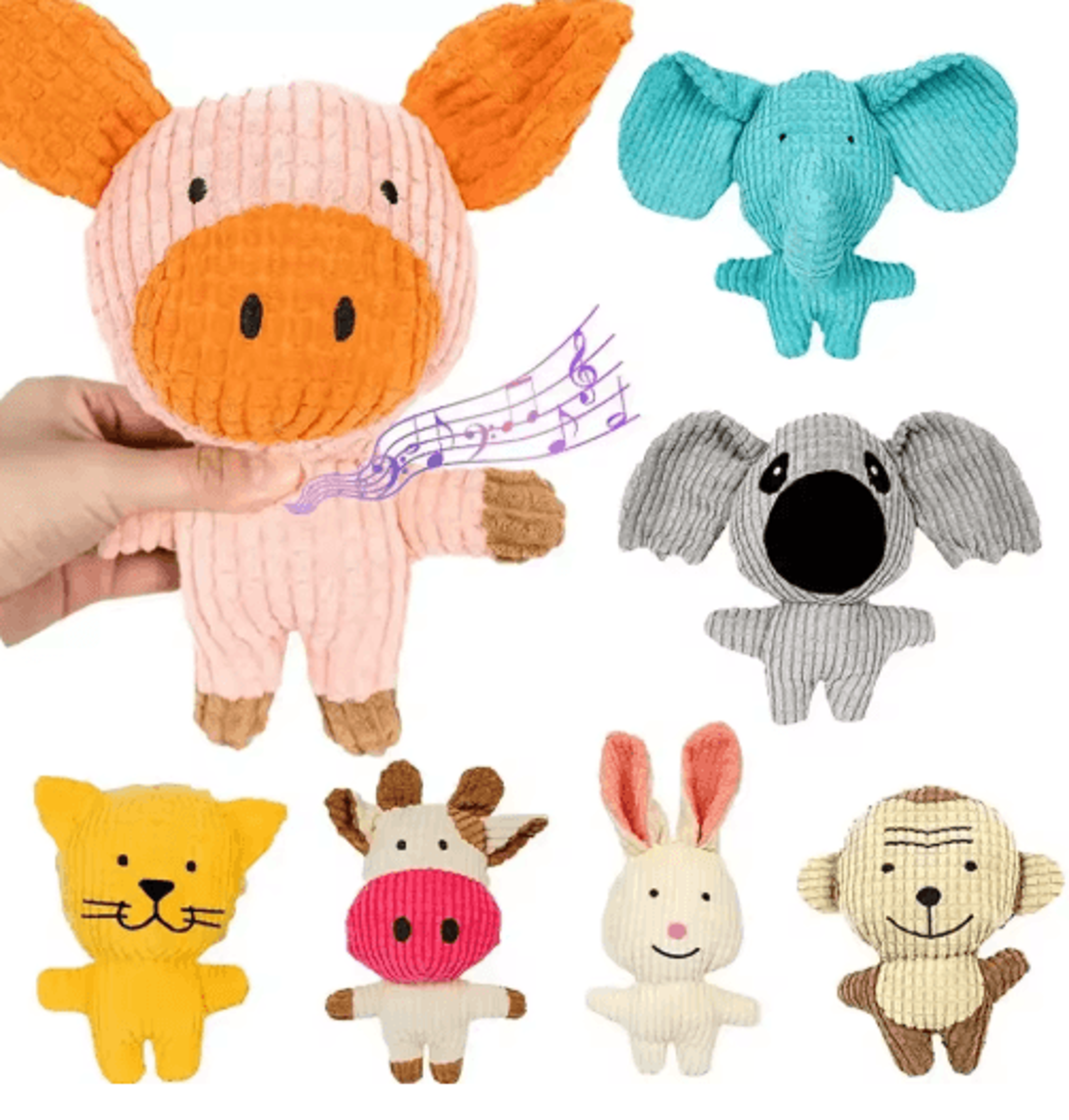 corduroy plush dog squeaky toy for small & medium dogs – bite resistant chew & teeth cleaning toy