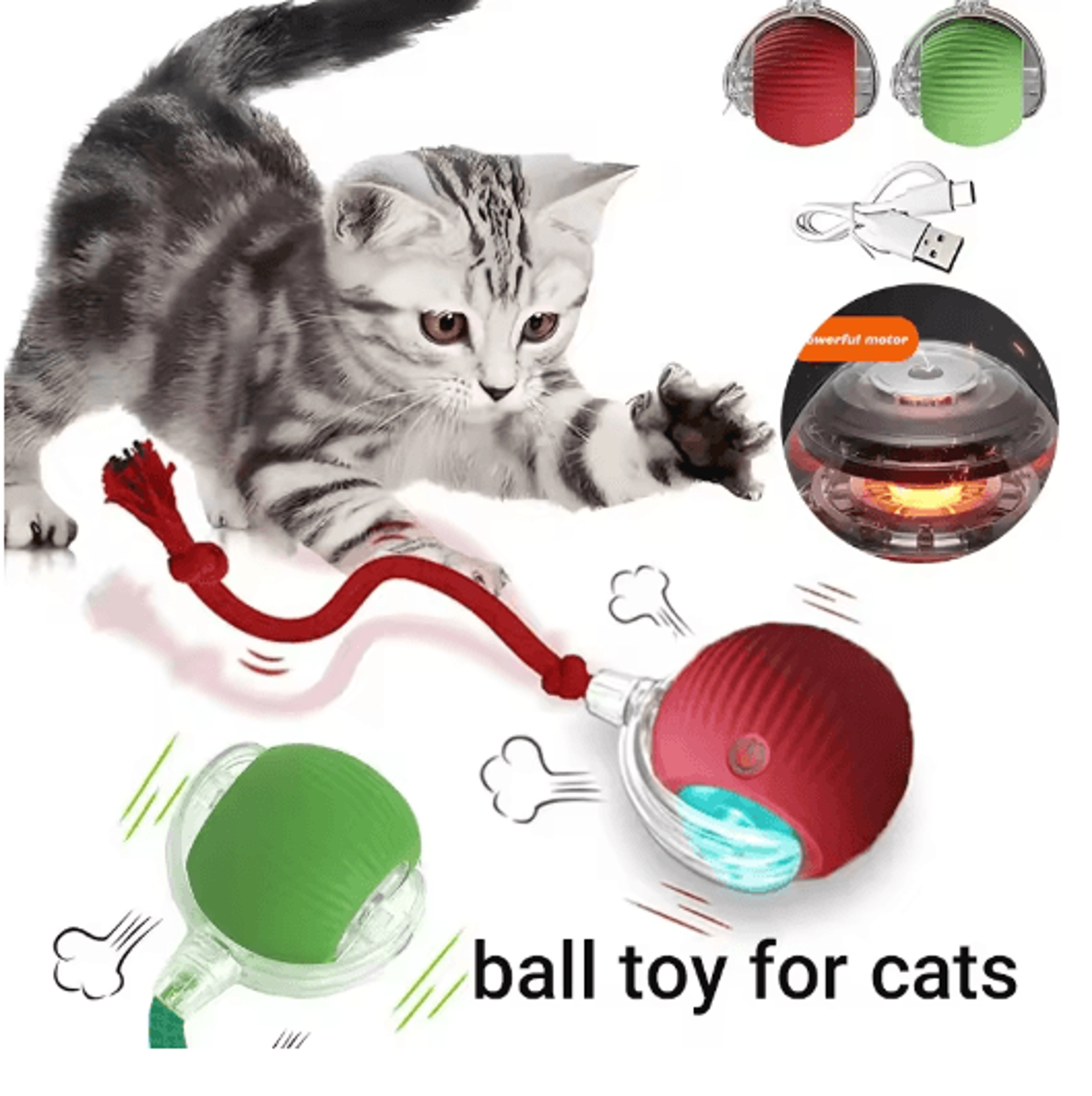 rechargeable smart interactive ball for cats & dogs – automatic rolling pet toy