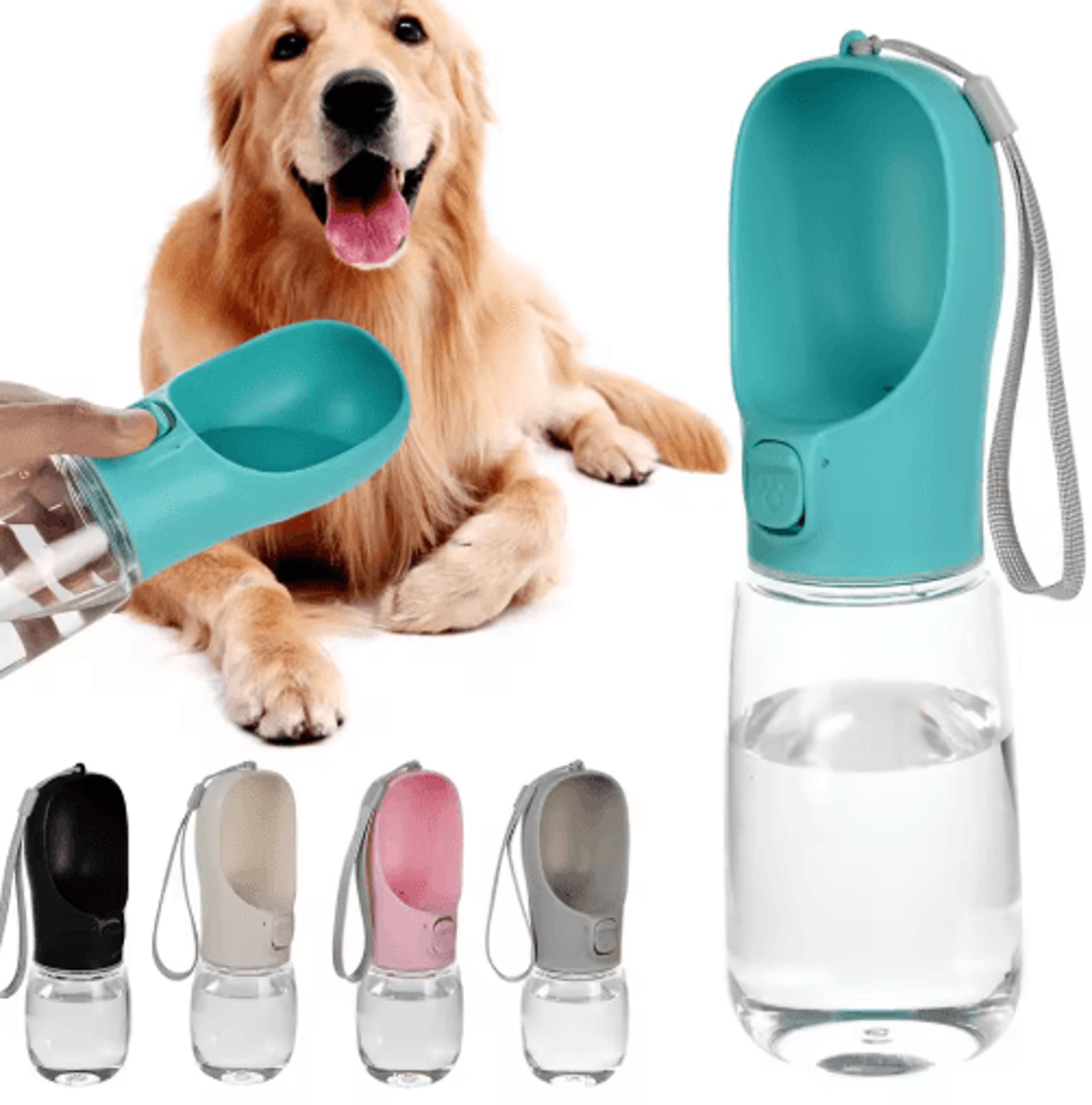 portable dog water bottle with leakproof drinking bowl for outdoor travel & hiking