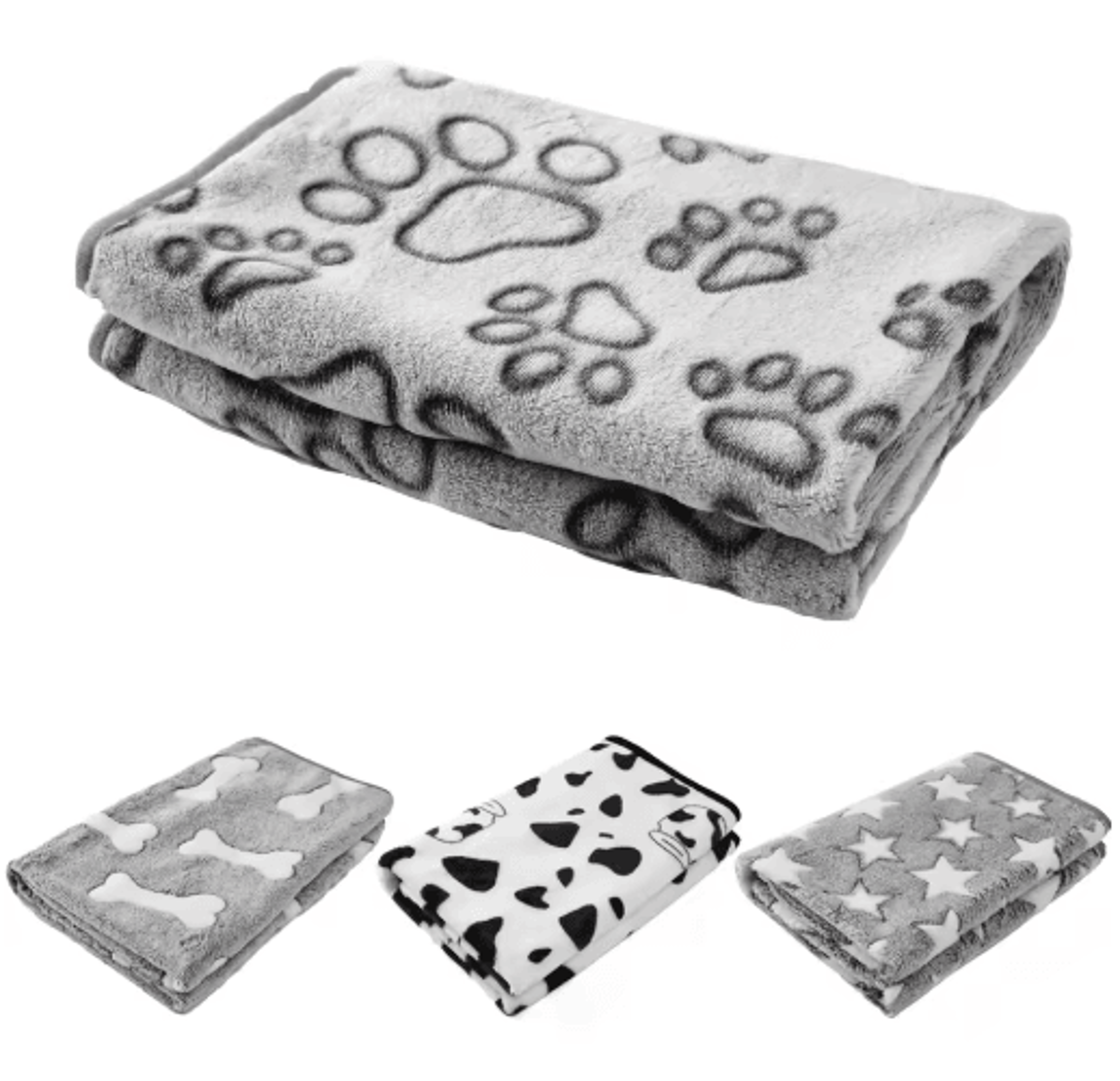 soft cozy pet bed mat with bone, star & avocado prints for dogs & cats