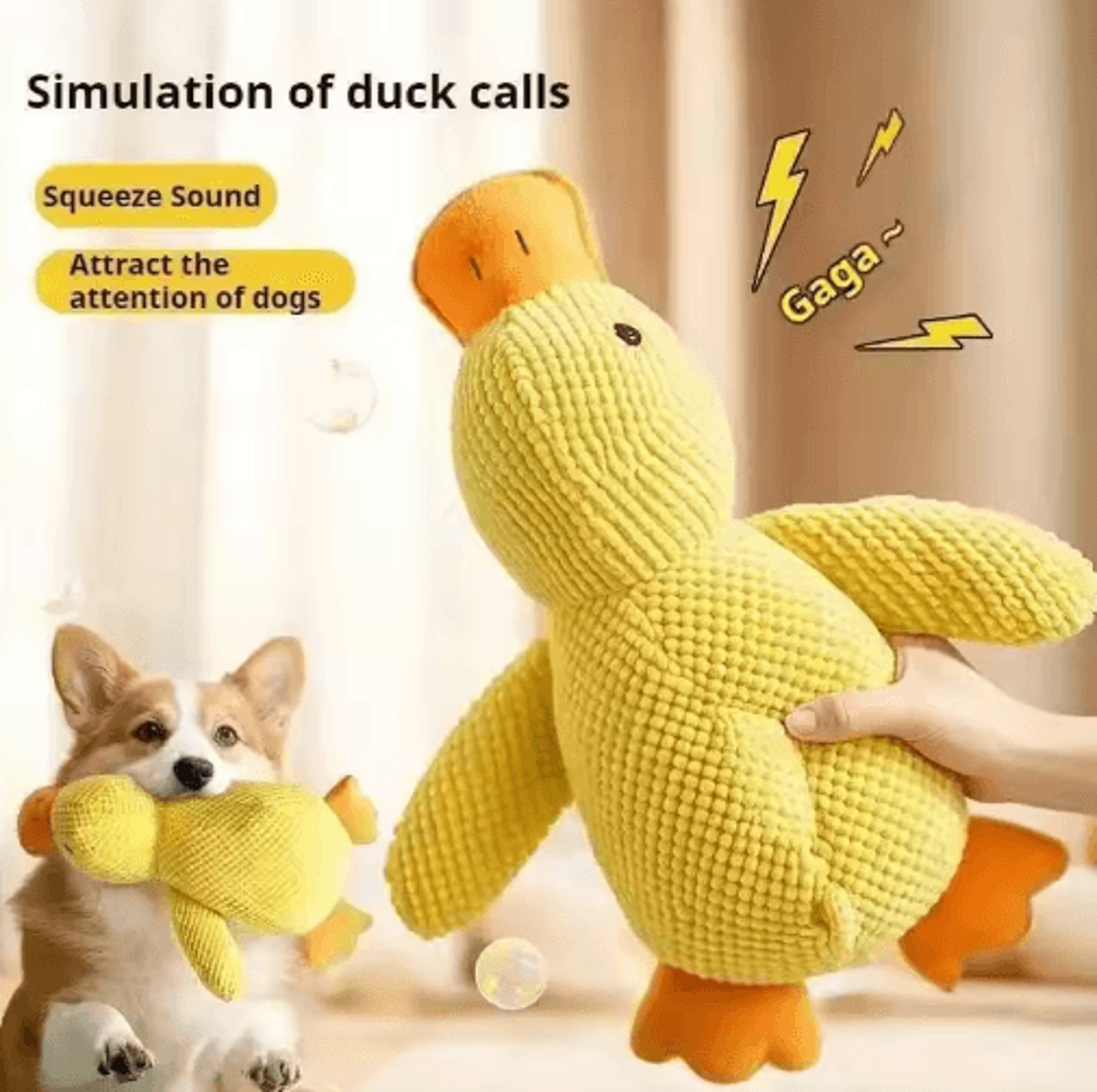 duck plush dog toy with quacking sound – durable chew & teeth grinding companion for dogs