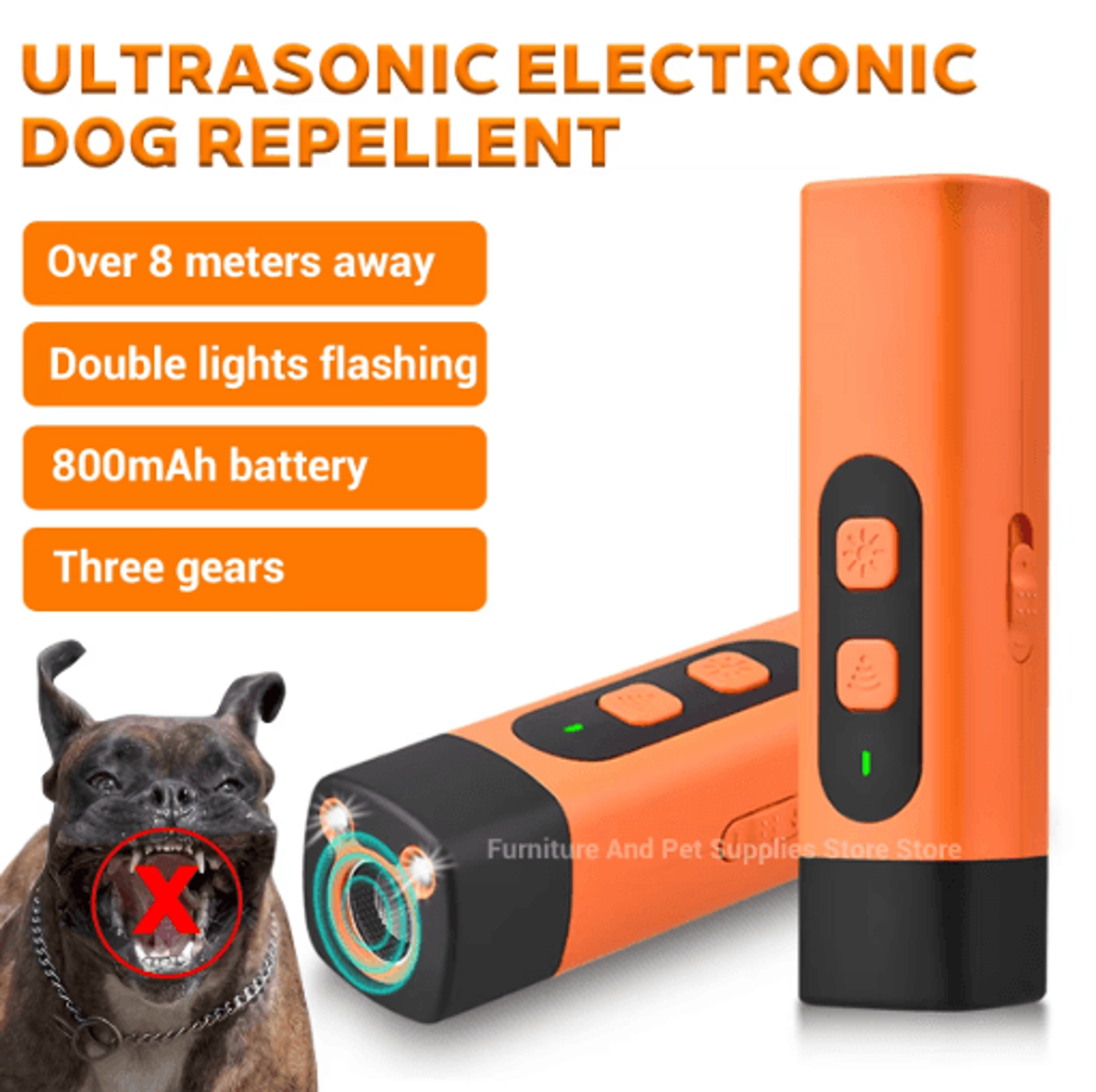 rechargeable ultrasonic dog training device anti bark pet repeller with led flashlight