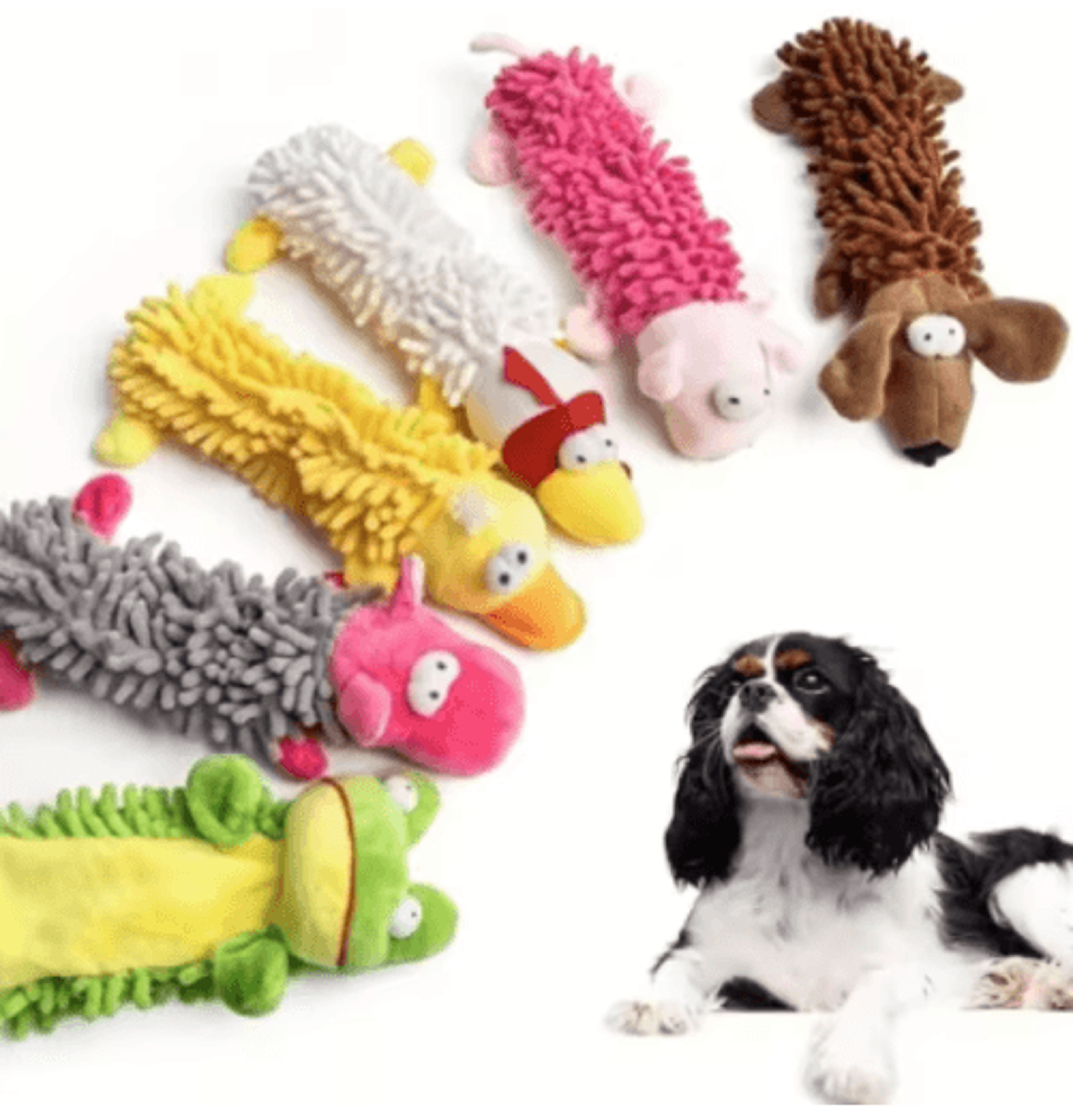 animal shape plush dog toy squeaky chew & teeth cleaning toy for small breed puppies