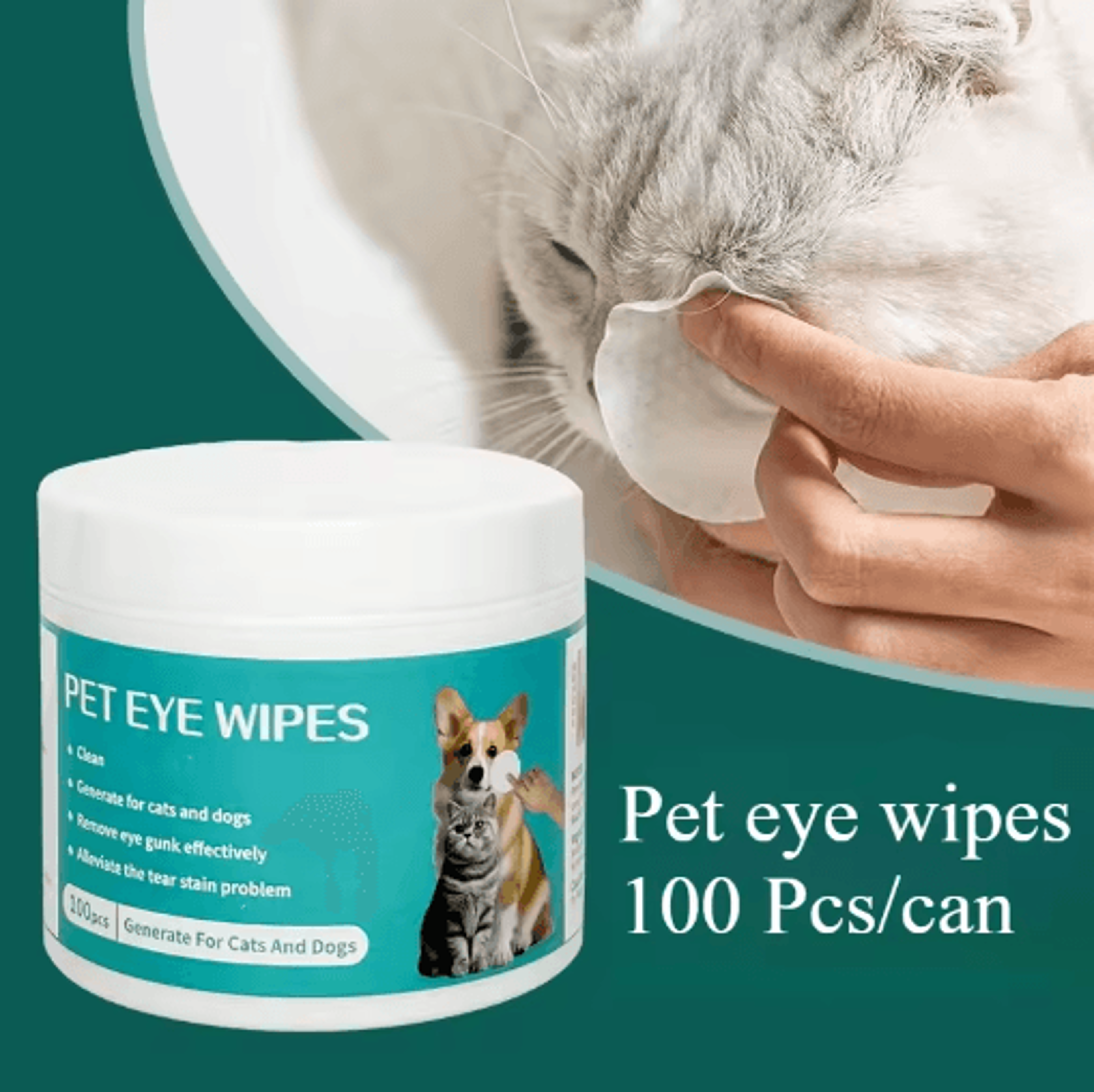 pet eye cleaning wipes for cats & dogs tear stain remover wet tissues (100pcs)