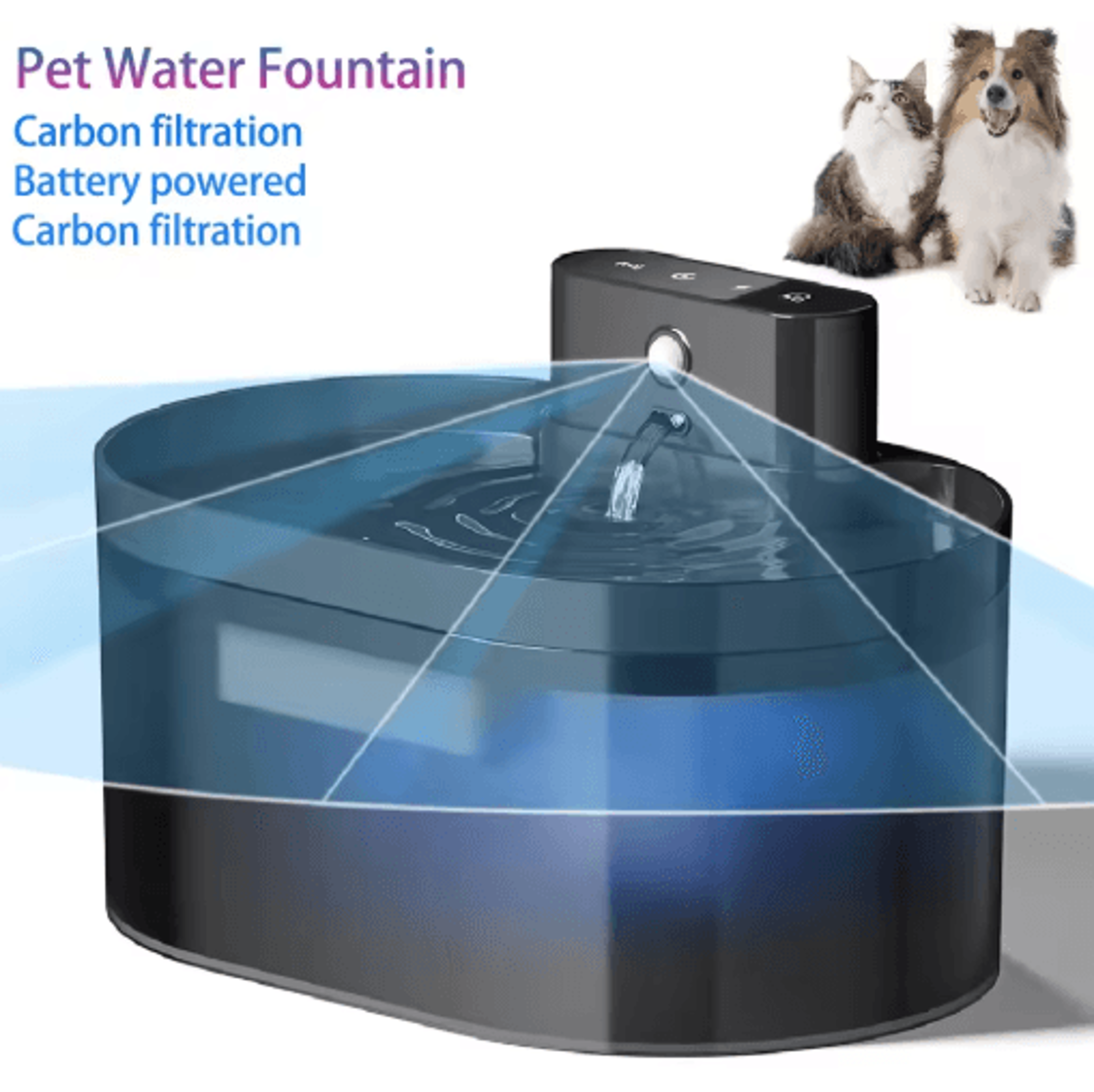 wireless cat water fountain with motion sensor 2.2l automatic pet water dispenser