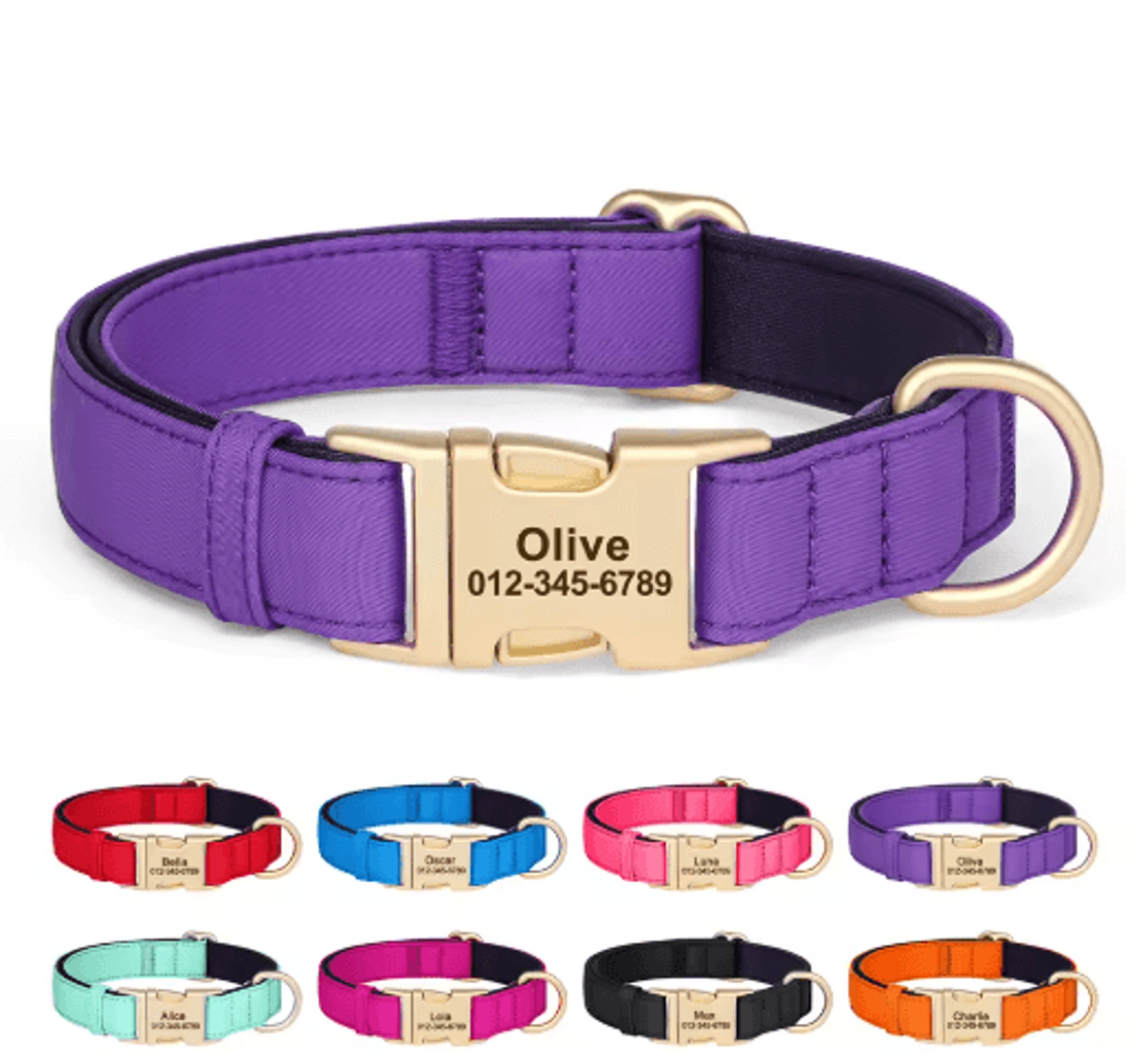 personalized waterproof dog collar – soft padded engraved nylon collar for dogs