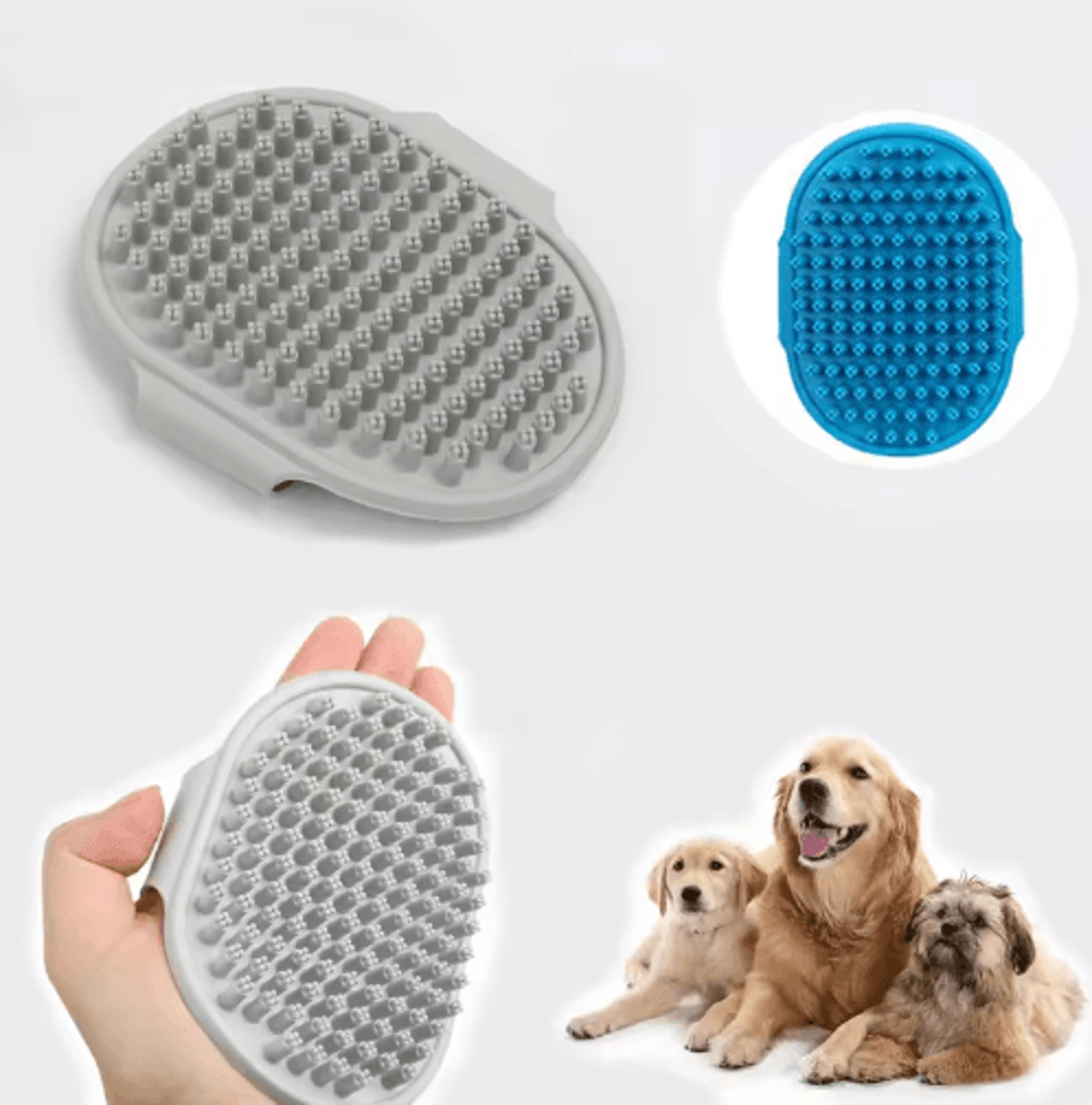 pet grooming bath brush – rubber bristle shedding & massage comb for cats & dogs