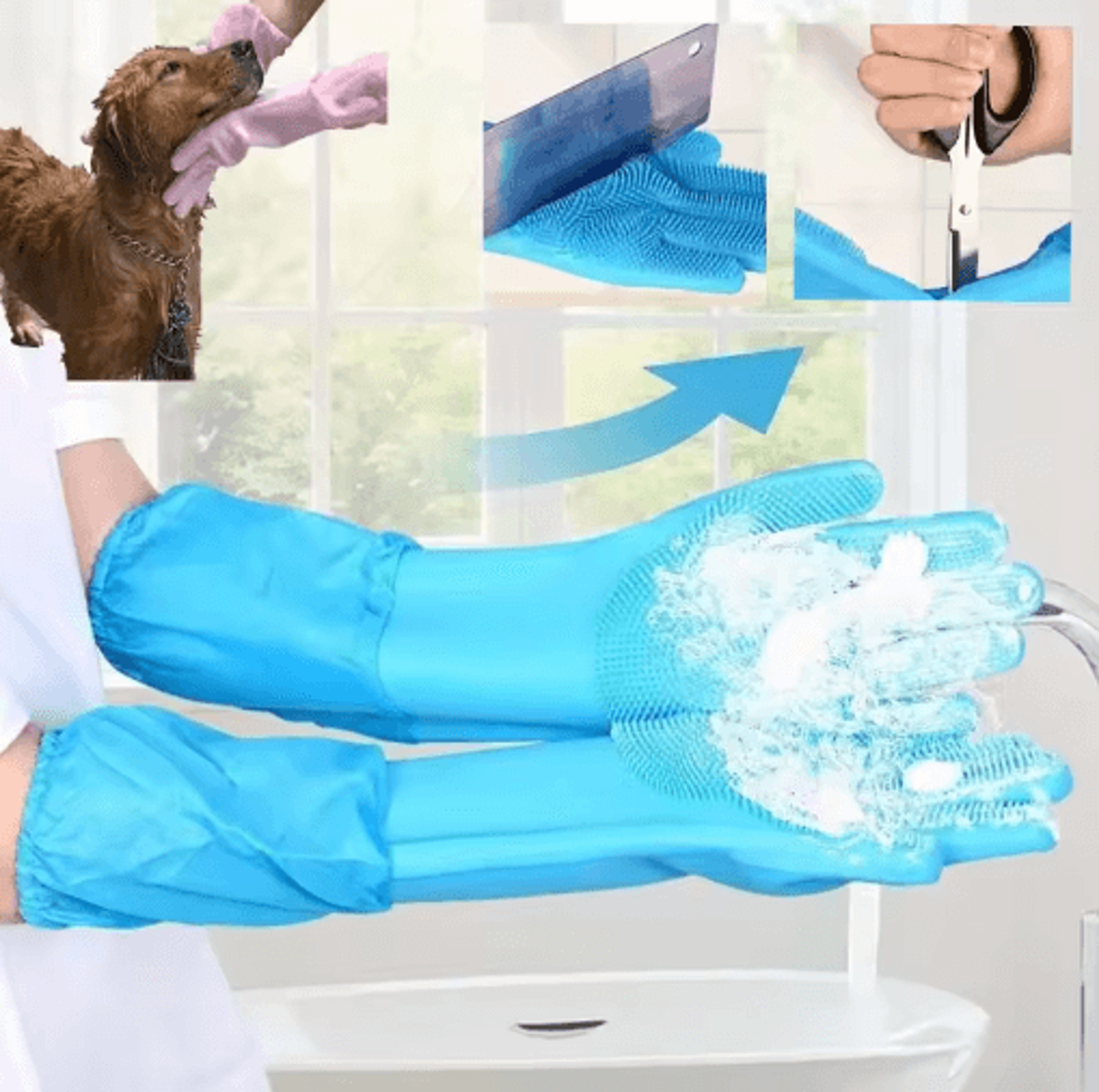 pet grooming gloves – silicone hair removal & bath cleaning gloves for dogs & cats