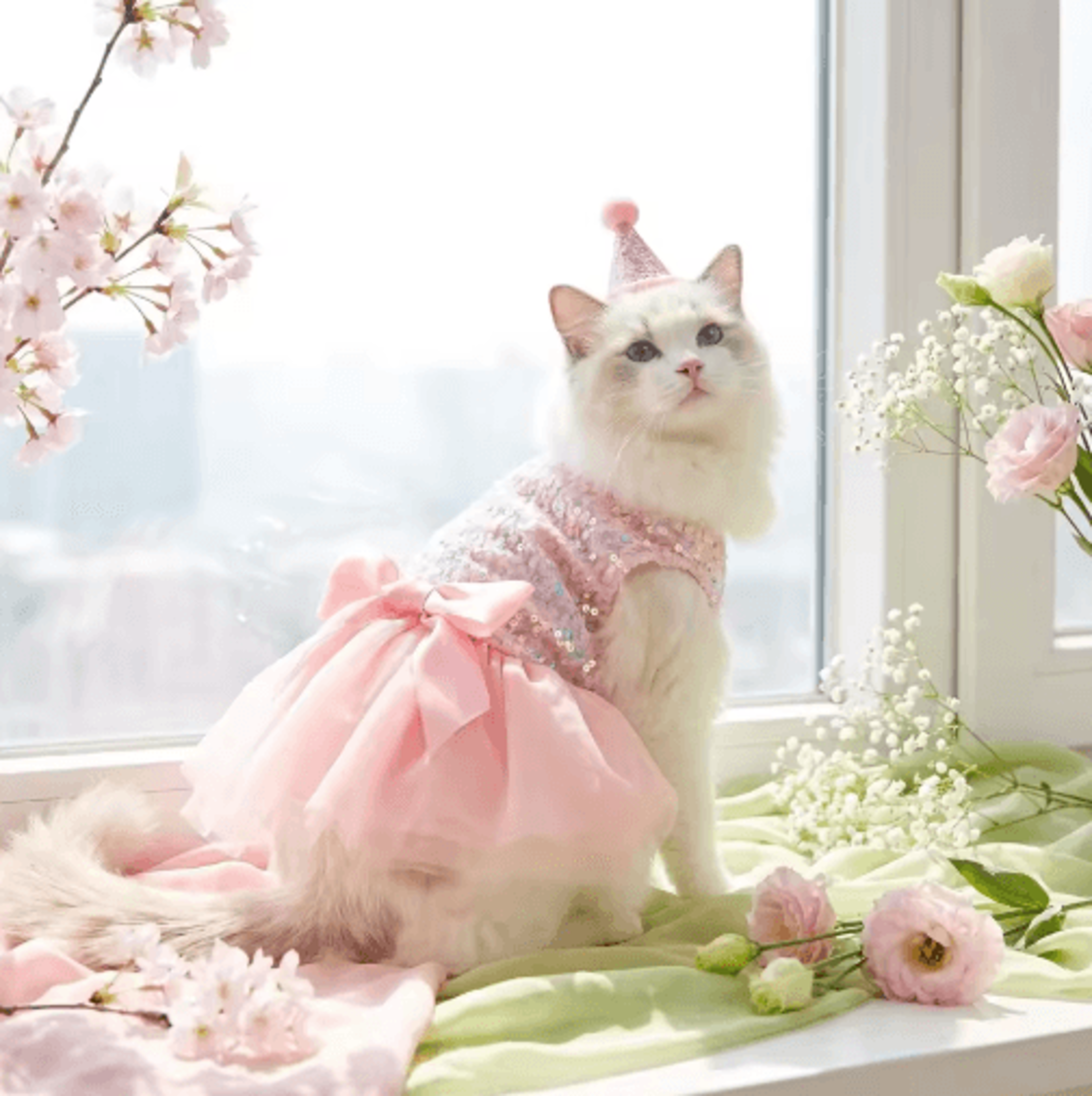 sequin bow princess dog dress – elegant tulle puppy outfit for small pets