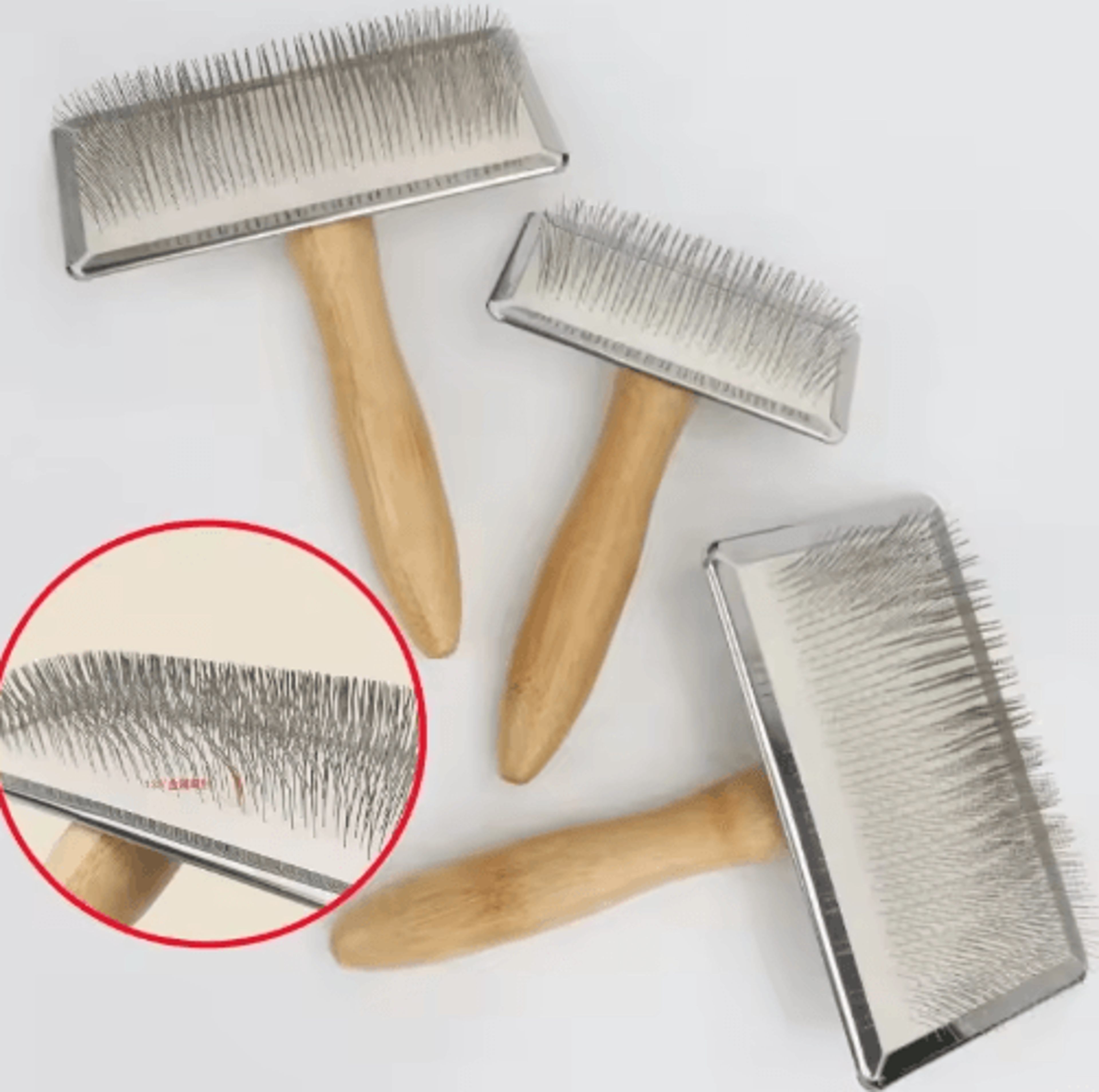 wooden pet grooming comb – stainless steel deshedding & detangling brush for dogs and cats
