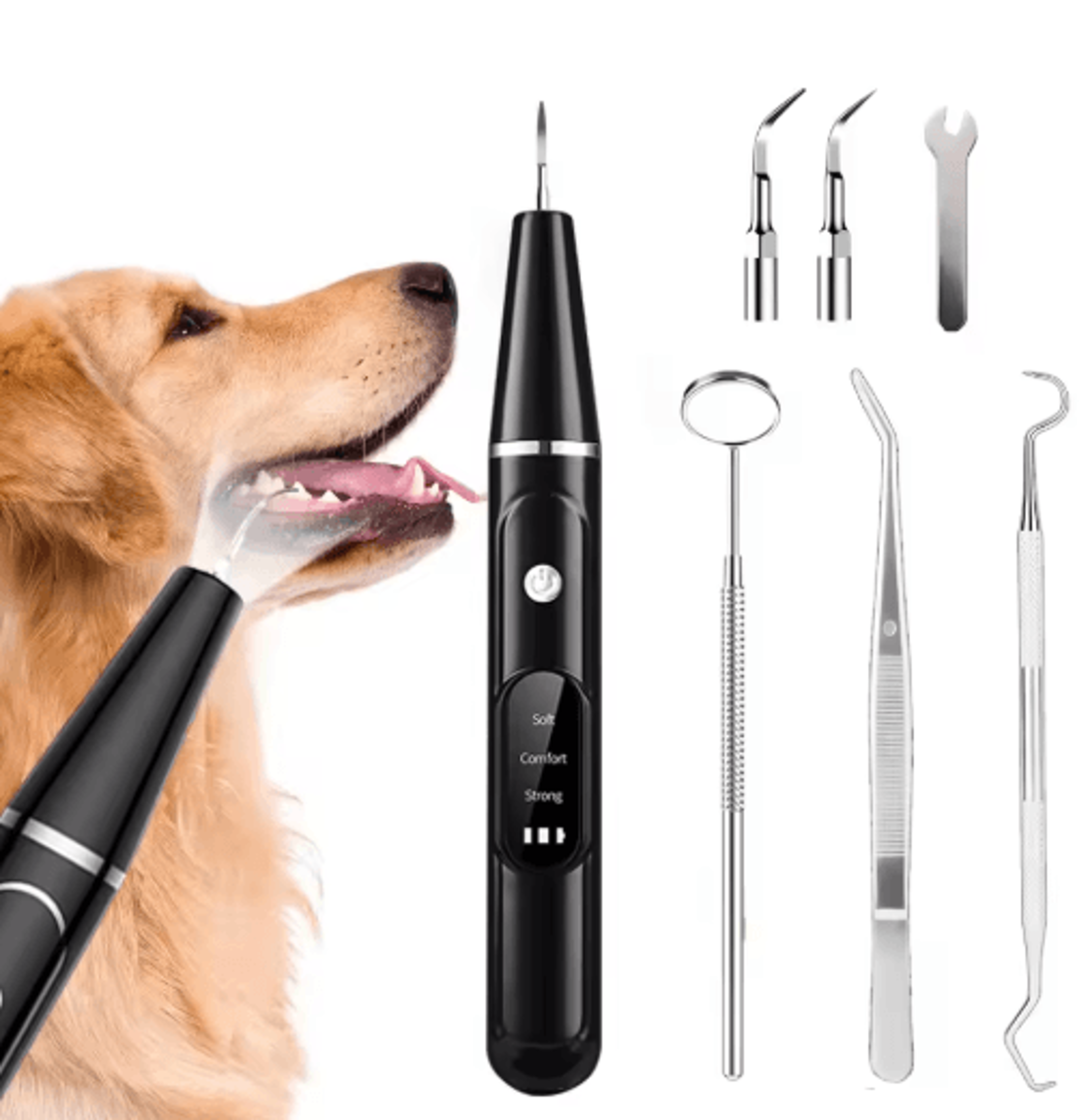 ultrasonic pet tooth scaler kit – electric dog & cat dental cleaning tool for plaque removal