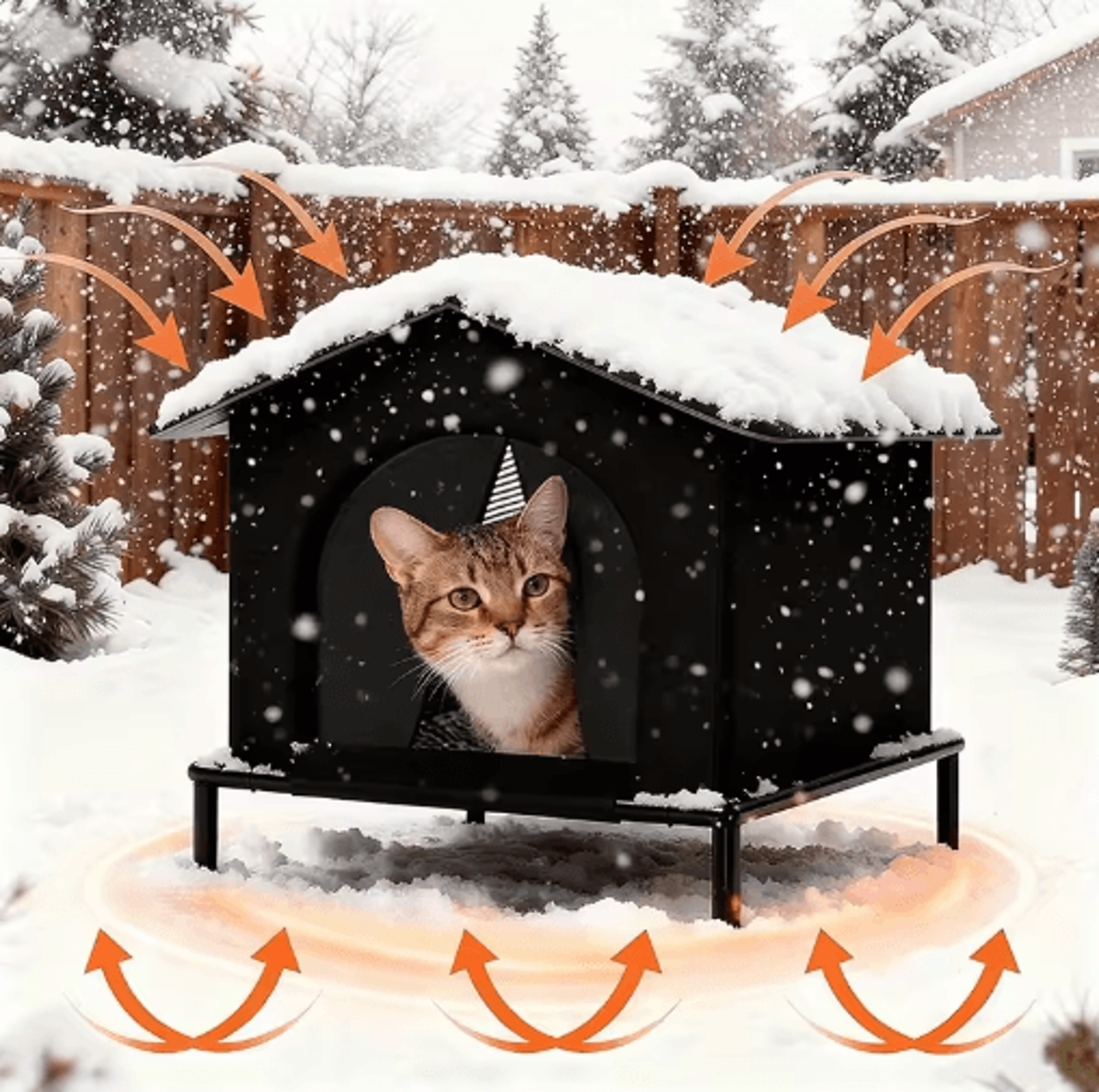 insulated outdoor cat house – warm winter shelter with cushion & shelf for stray cats and kittens
