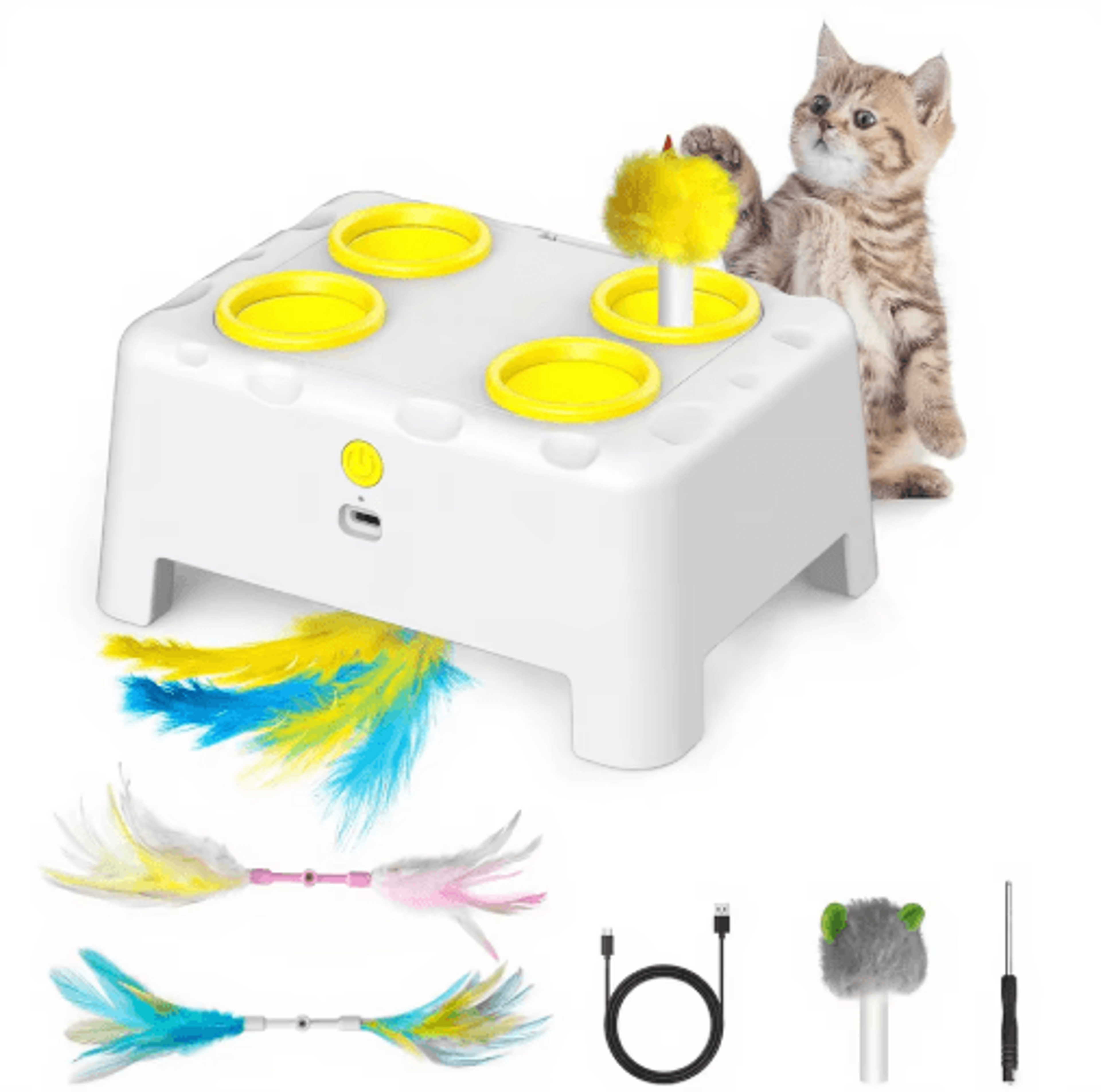 whack-a-mole automatic cat toy – rechargeable interactive pop-up toy for cats & kittens
