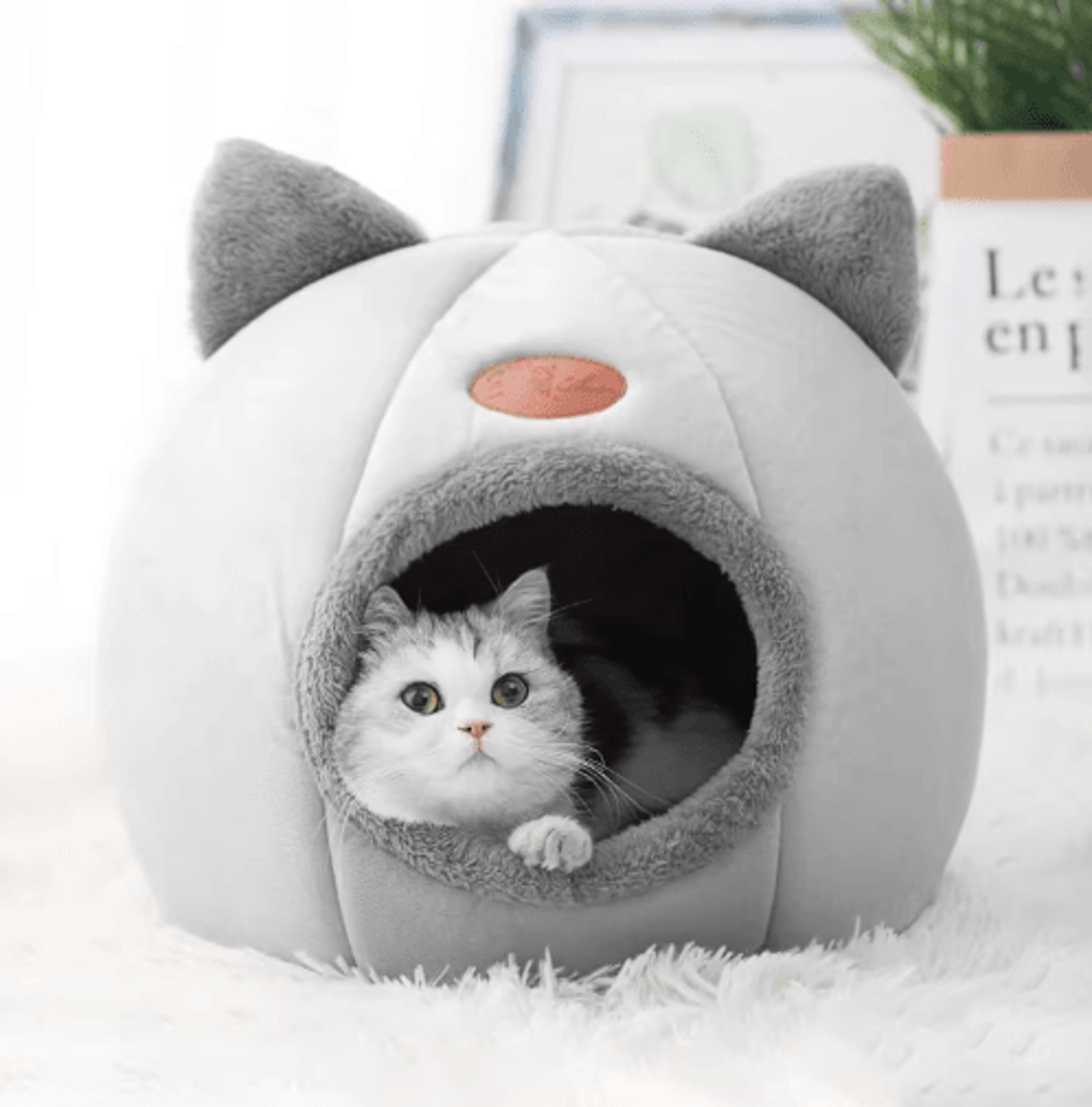 winter cozy cat cave bed – deep sleep pet tent house for cats & small dogs