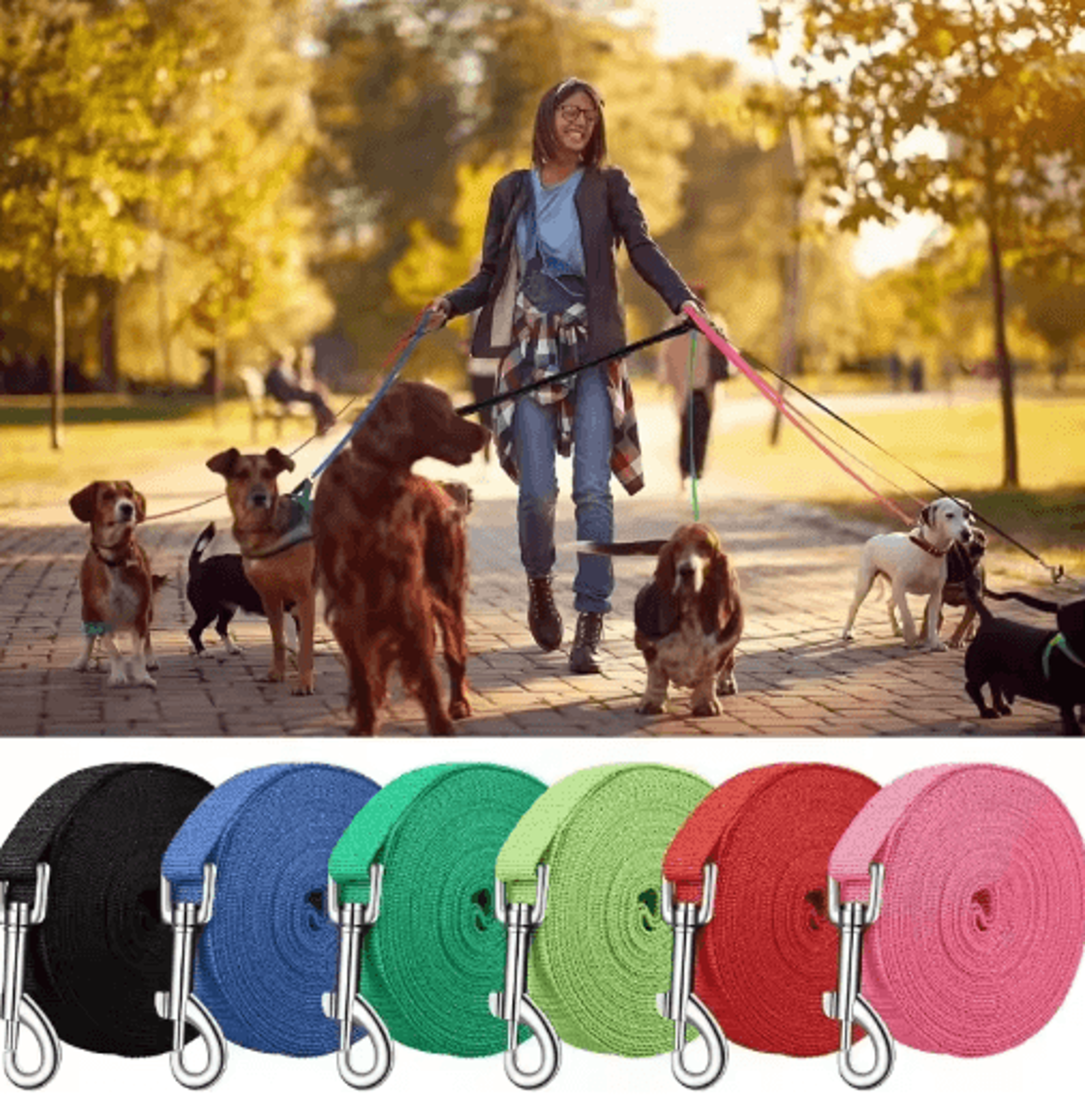 nylon long dog training leash – adjustable outdoor traction rope for small to large dogs