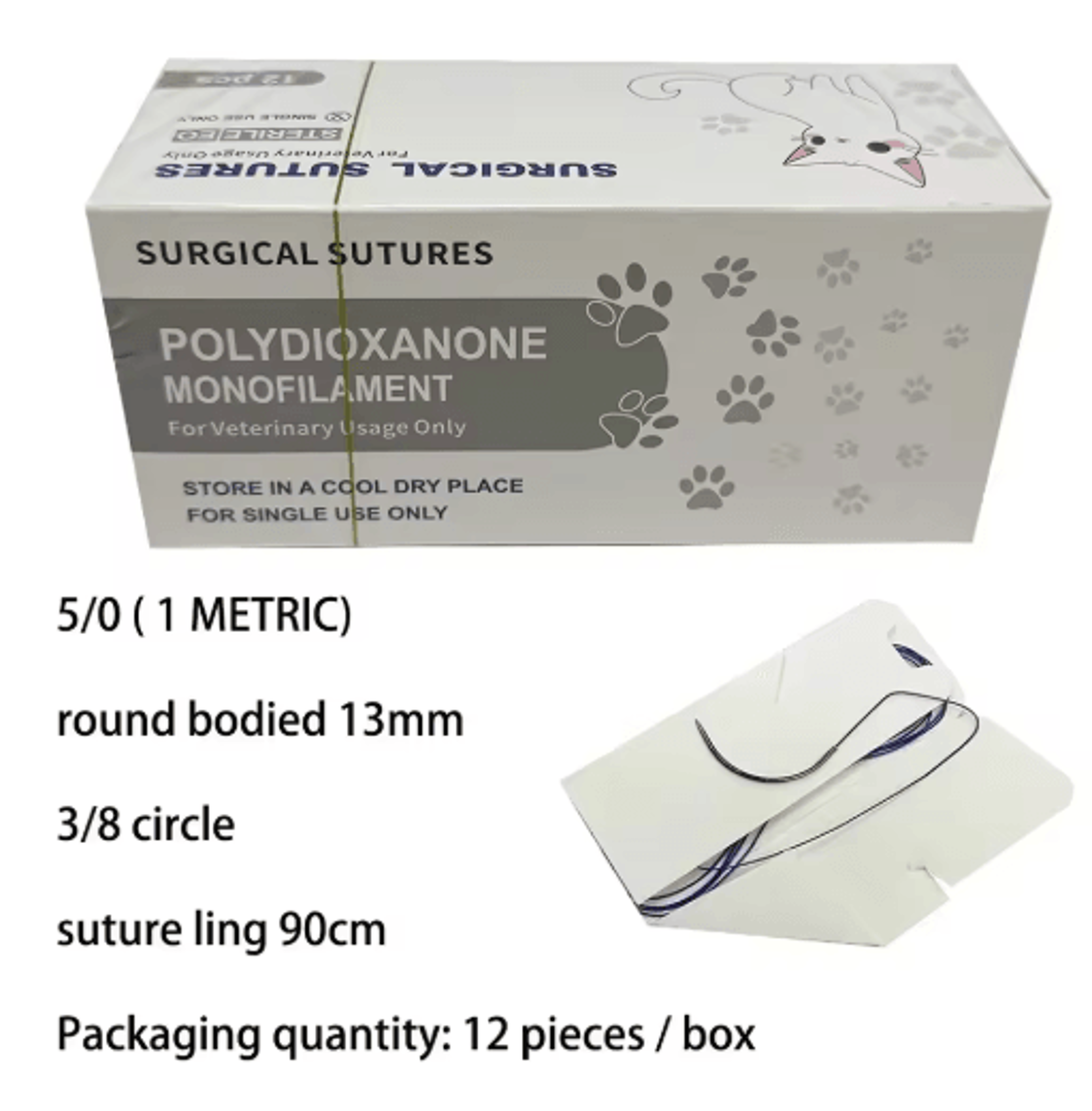 veterinary absorbable pga suture thread with needle for pet surgical training
