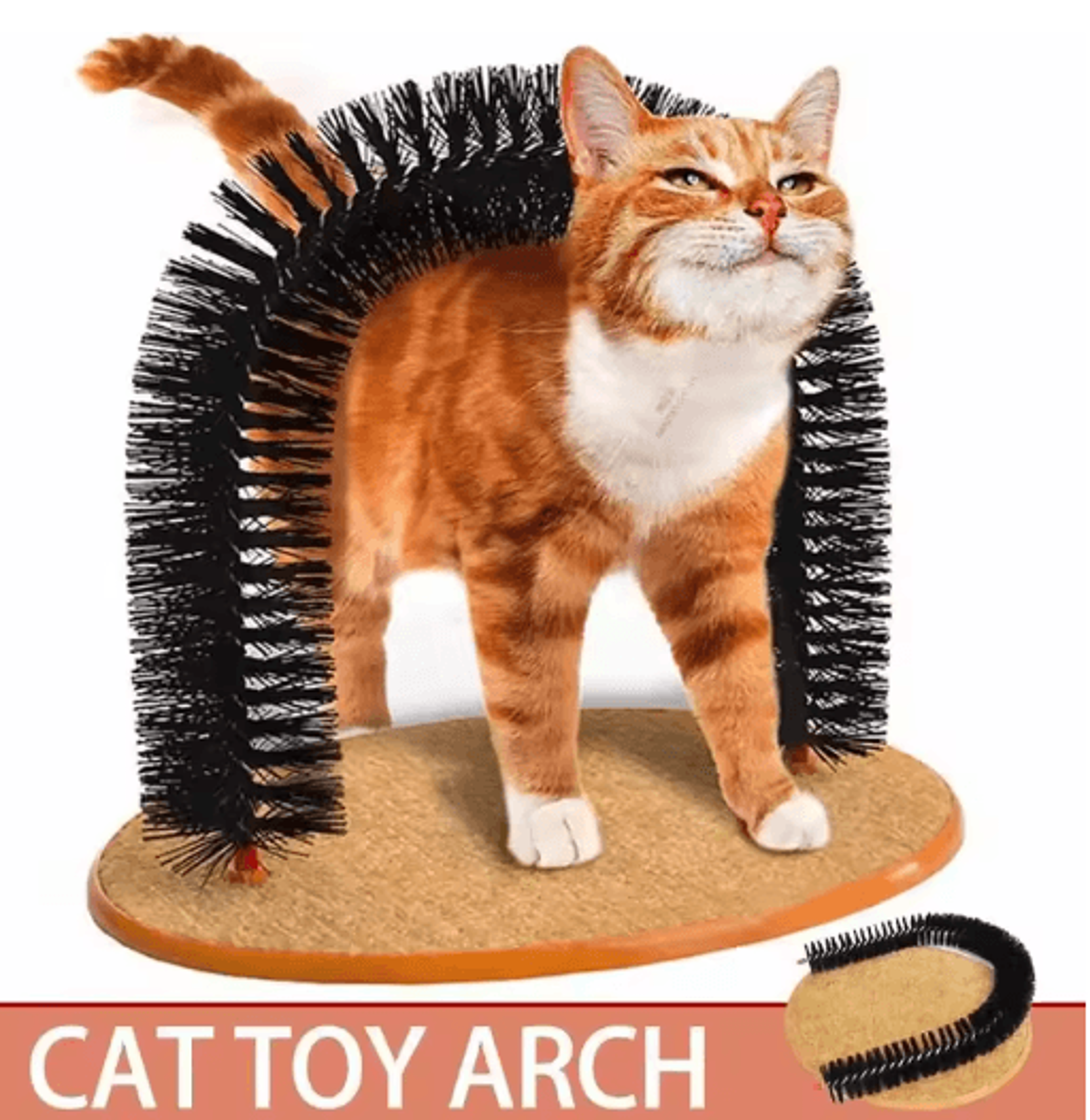 interactive cat grooming arch with massage brush & scratching pad