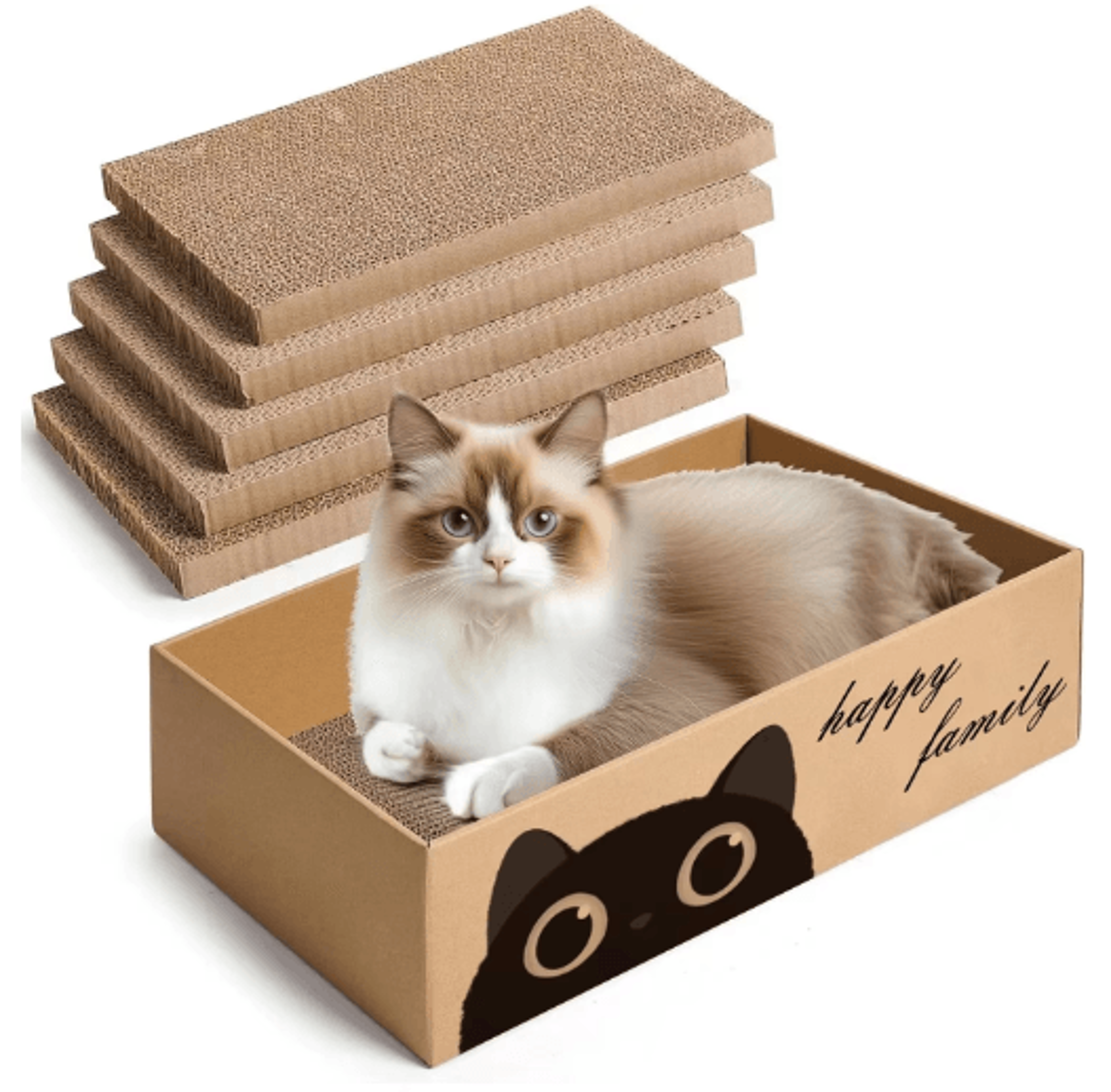 durable cardboard cat scratching pad & bed combo for indoor cats