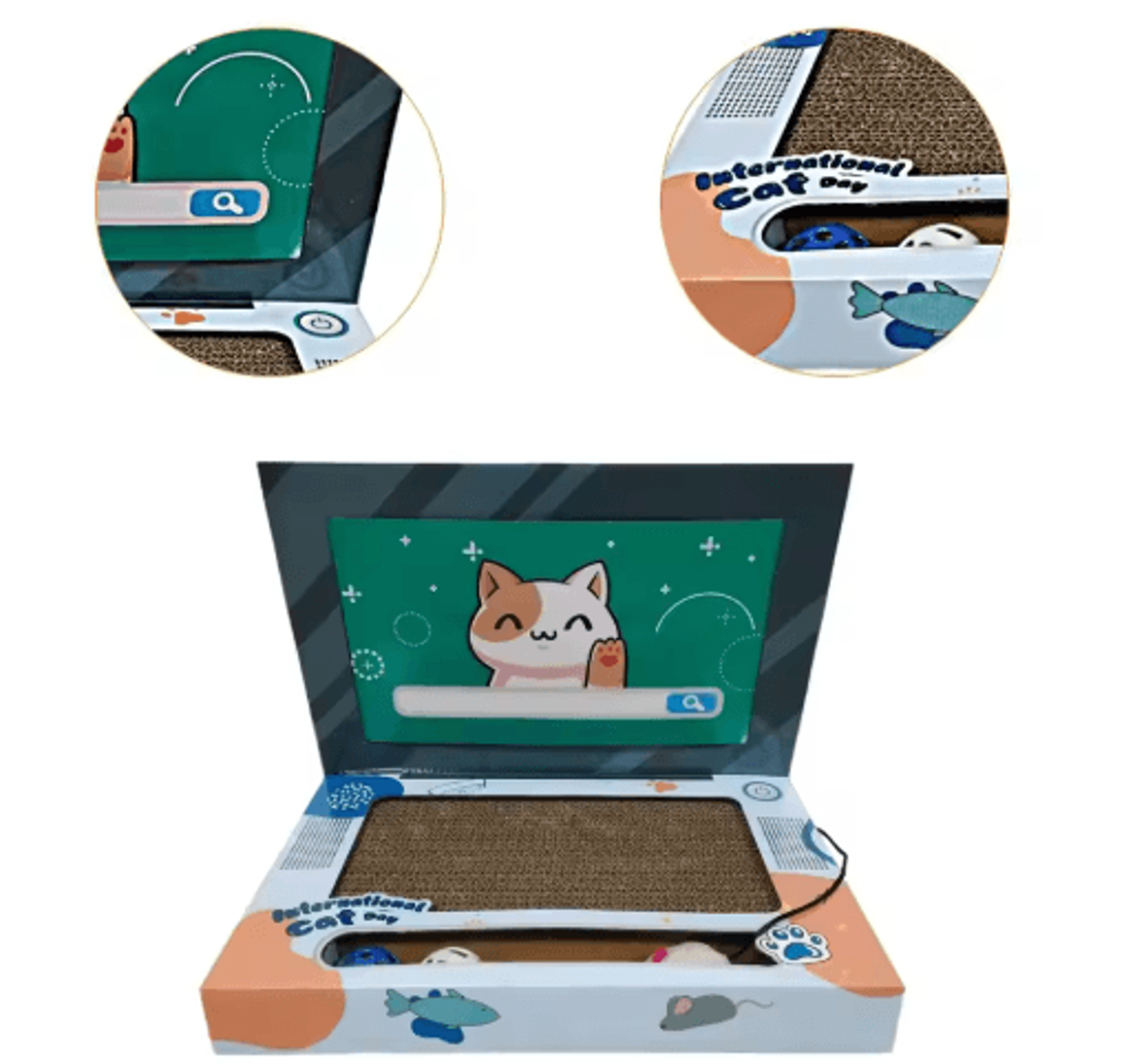 foldable laptop-shaped corrugated cat scratching board toy