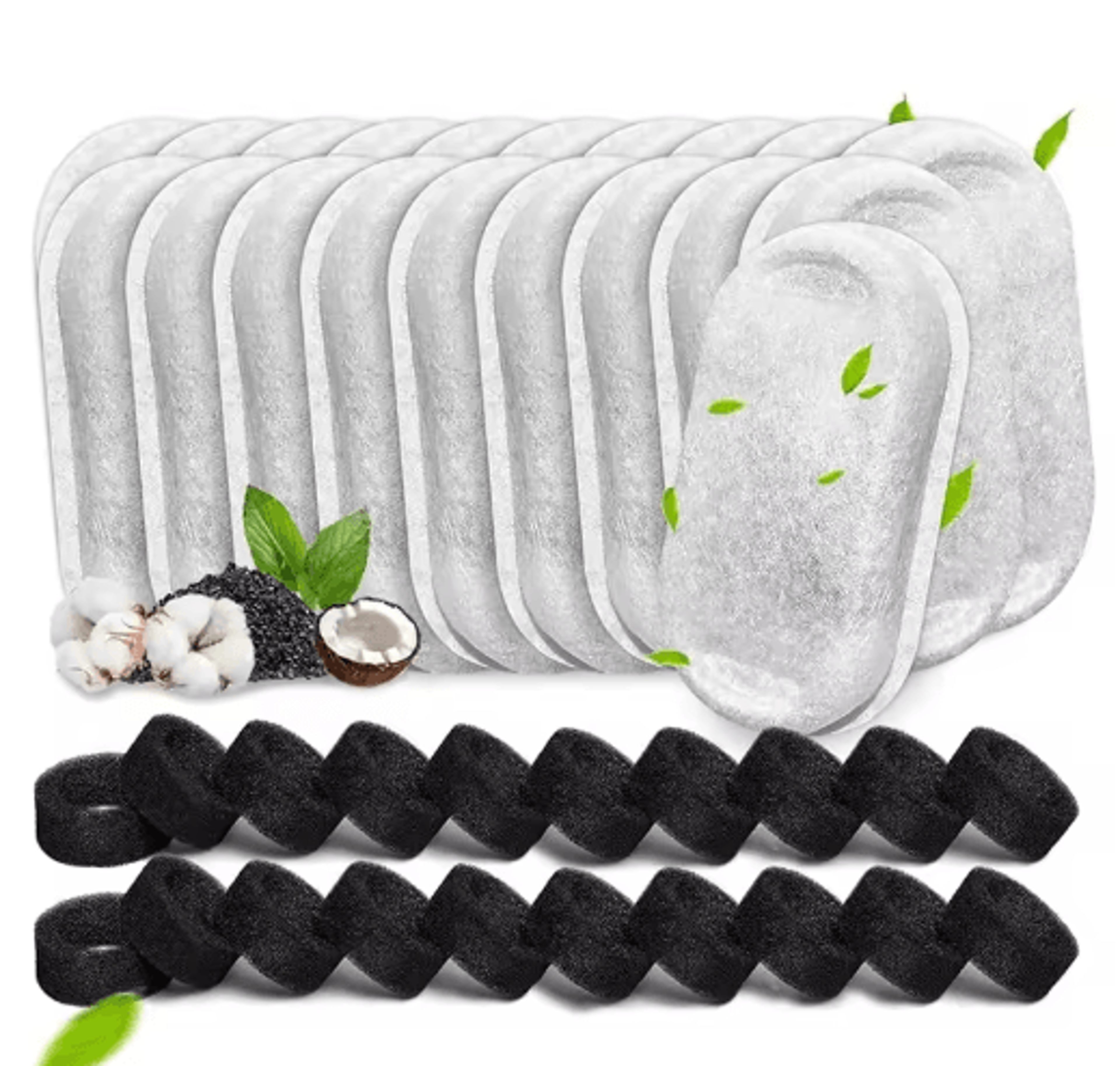 40pcs replacement filters & sponge set for cat water fountains