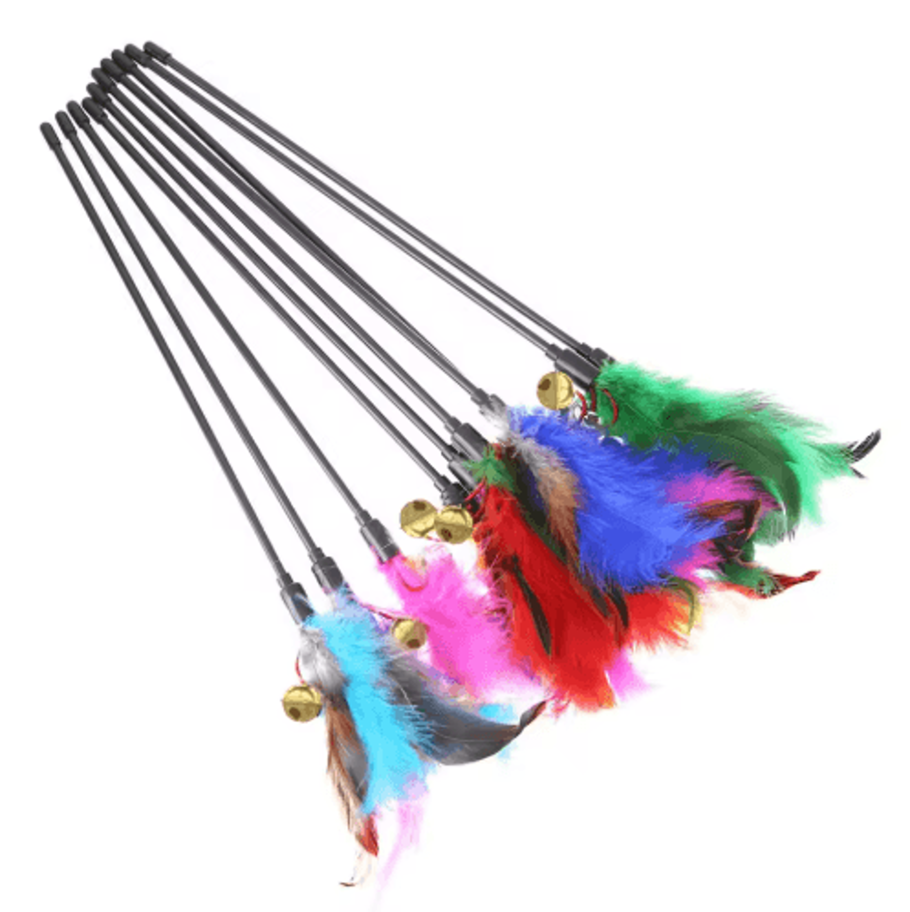 5pcs interactive feather cat wand toy set with bells
