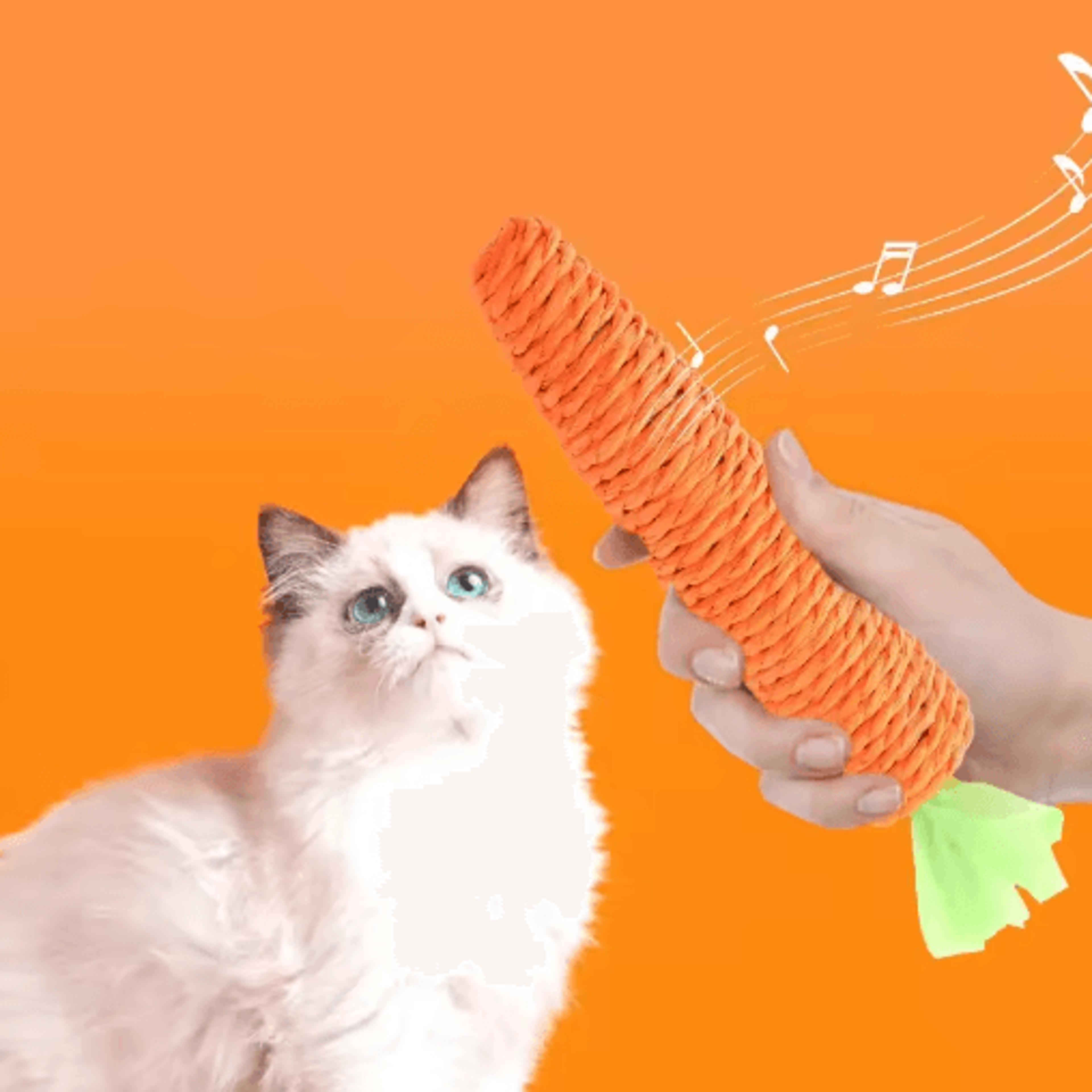 interactive carrot cat chew toy with sound & rope scratcher