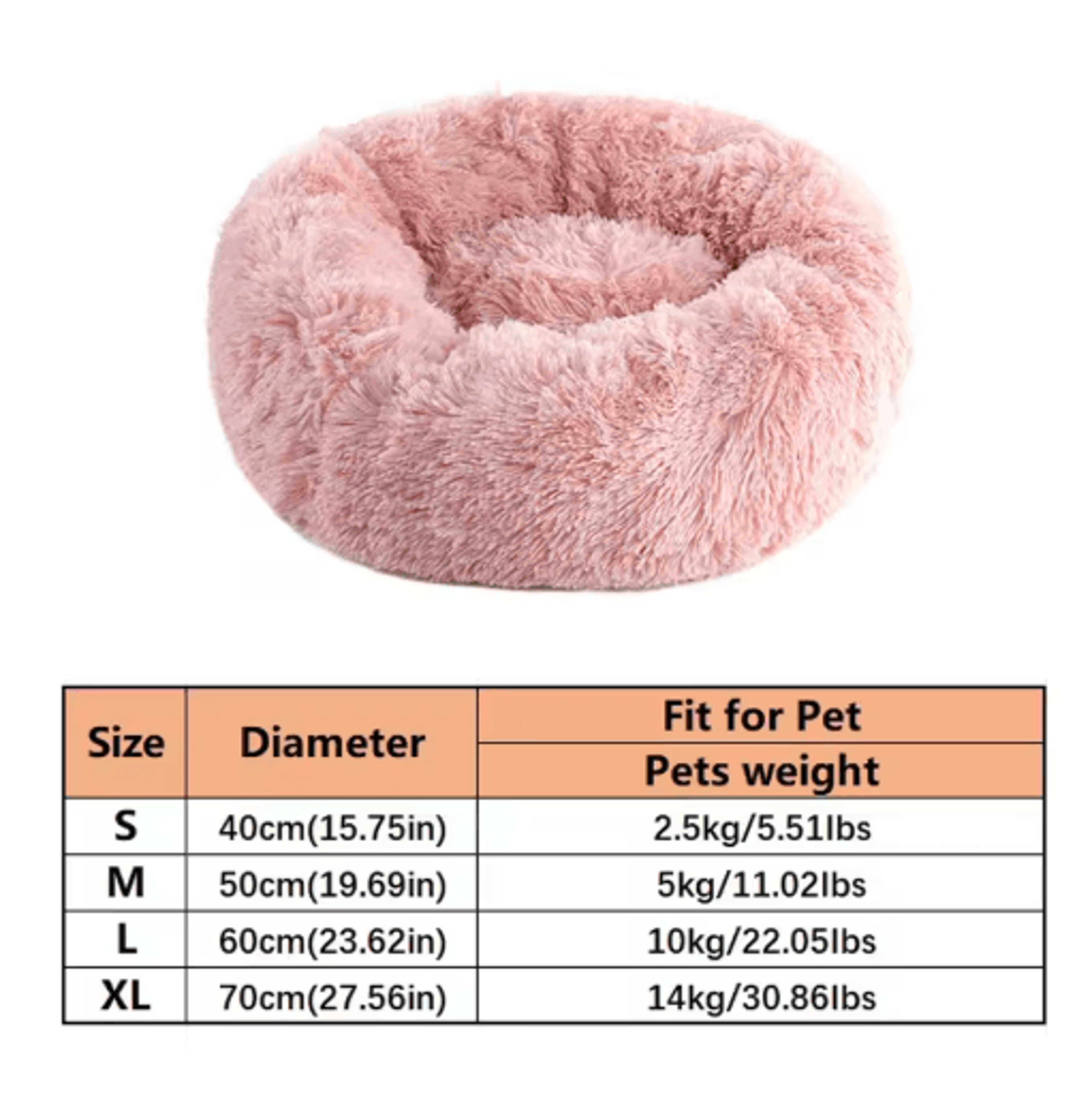 soft plush faux fur donut calming bed for cats & dogs
