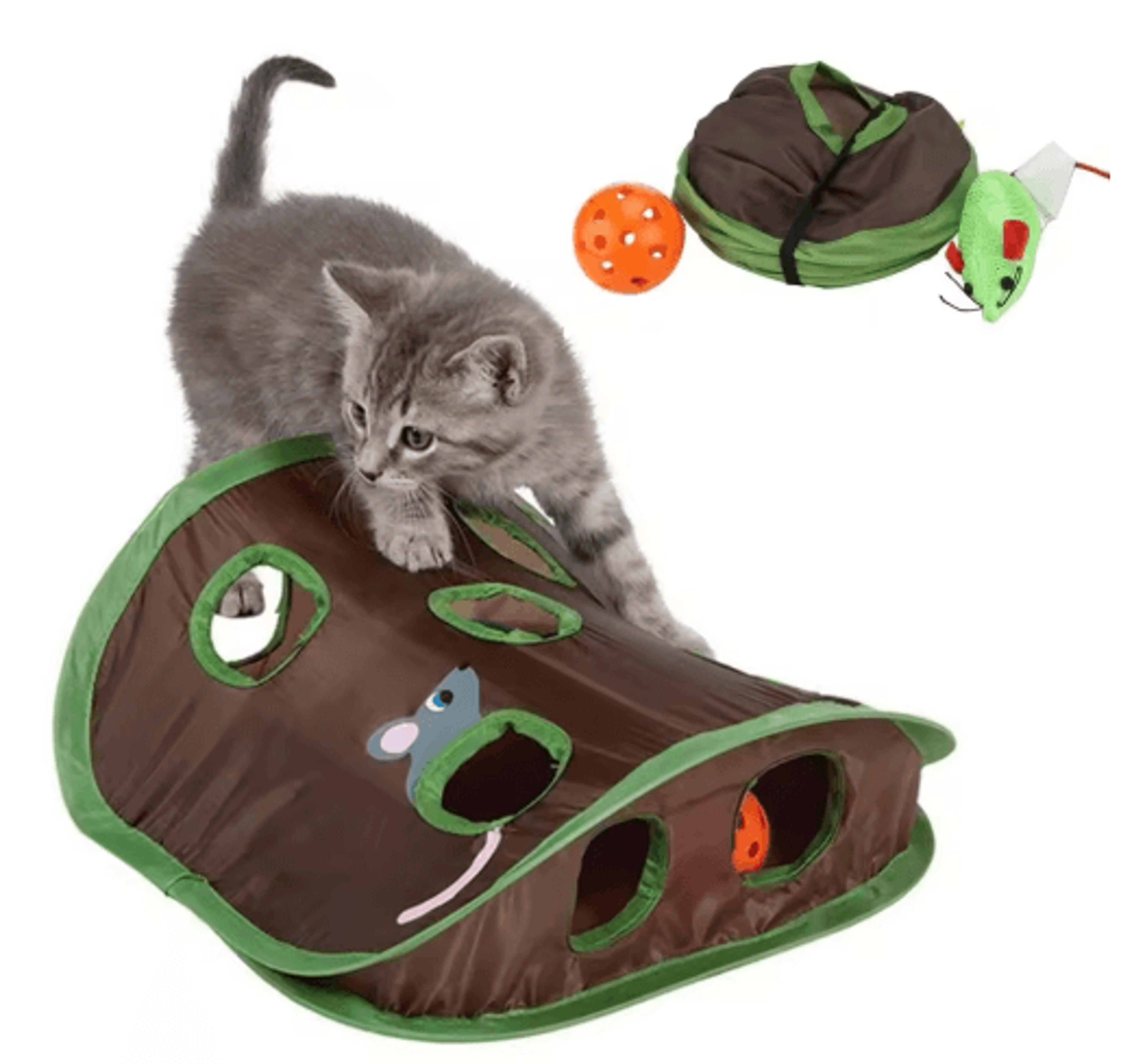 interactive 9-hole hide & seek cat tunnel toy