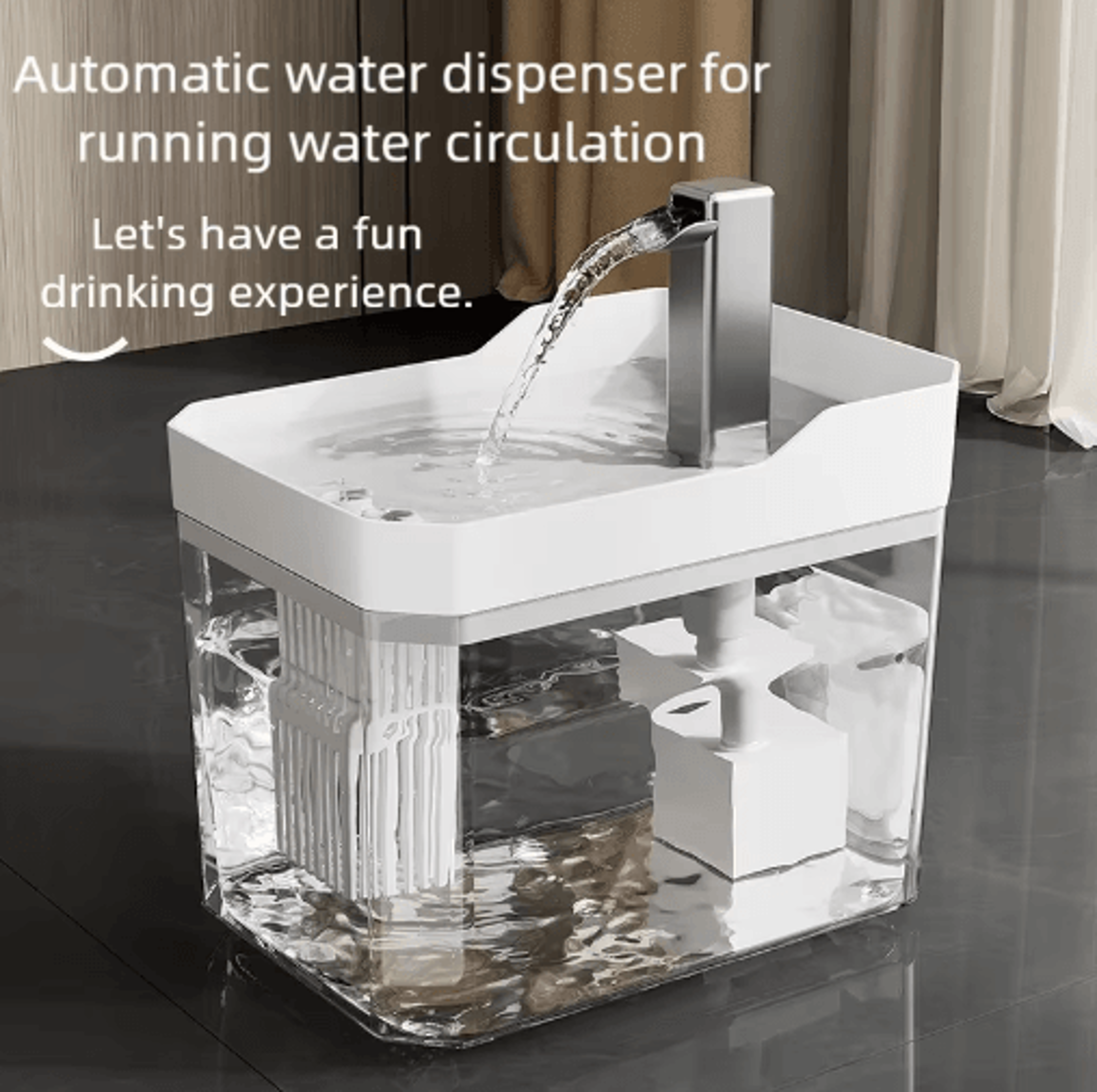 1.5l ultra quiet automatic pet water fountain for cats & dogs