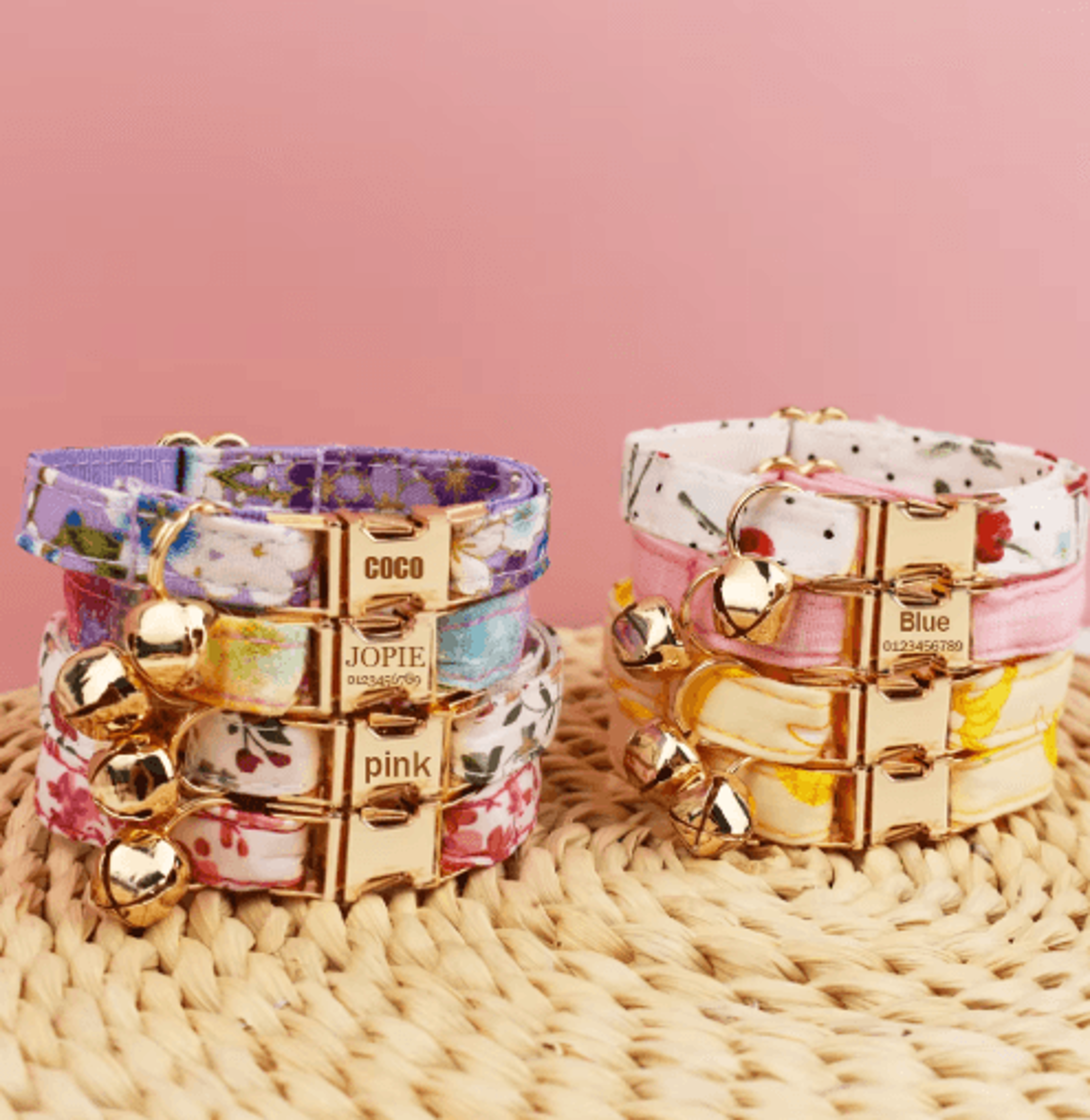 bella bow personalized cat collar with adjustable safety buckle