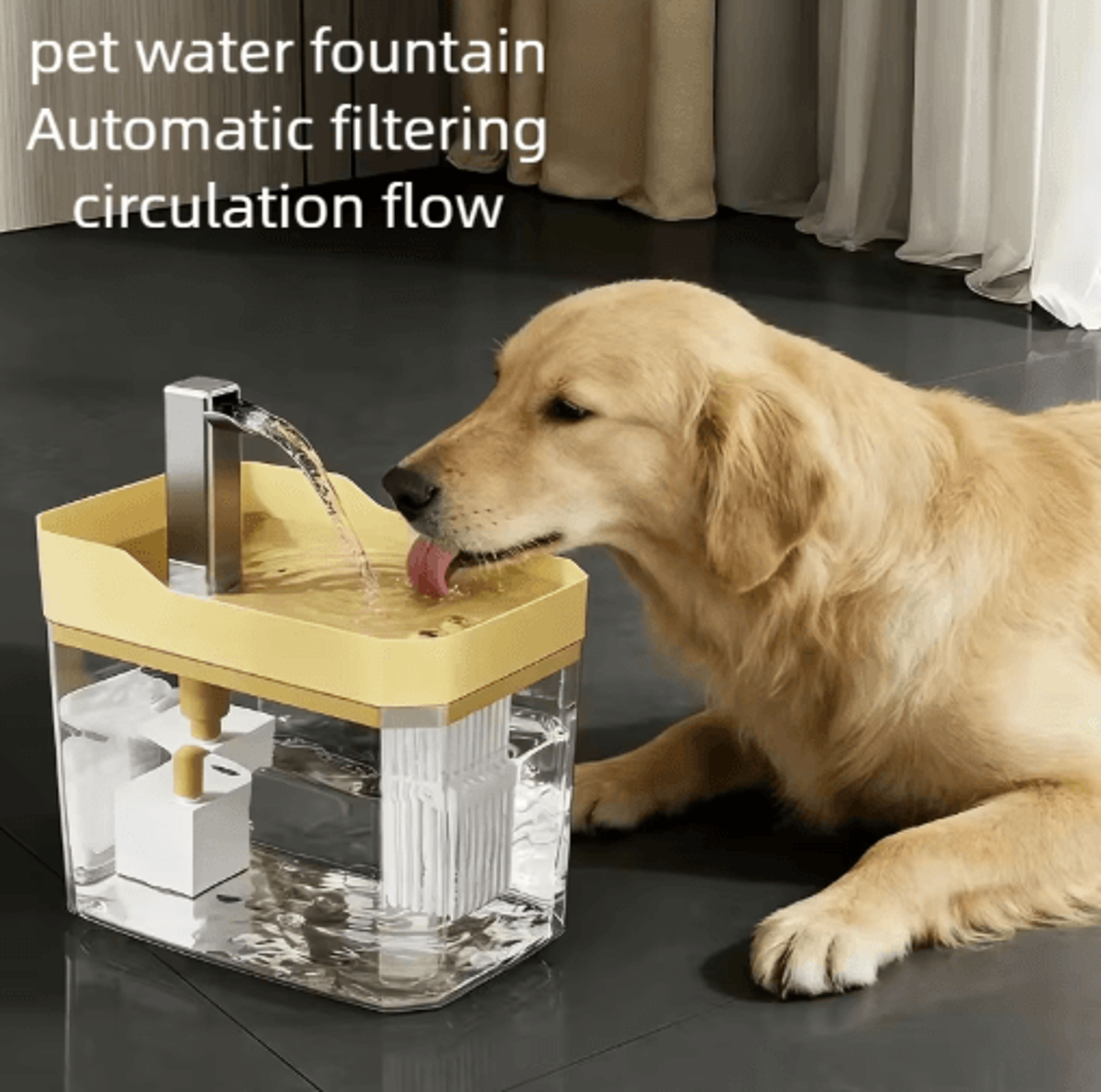 crystalflow automatic pet water fountain transparent circulating water dispenser