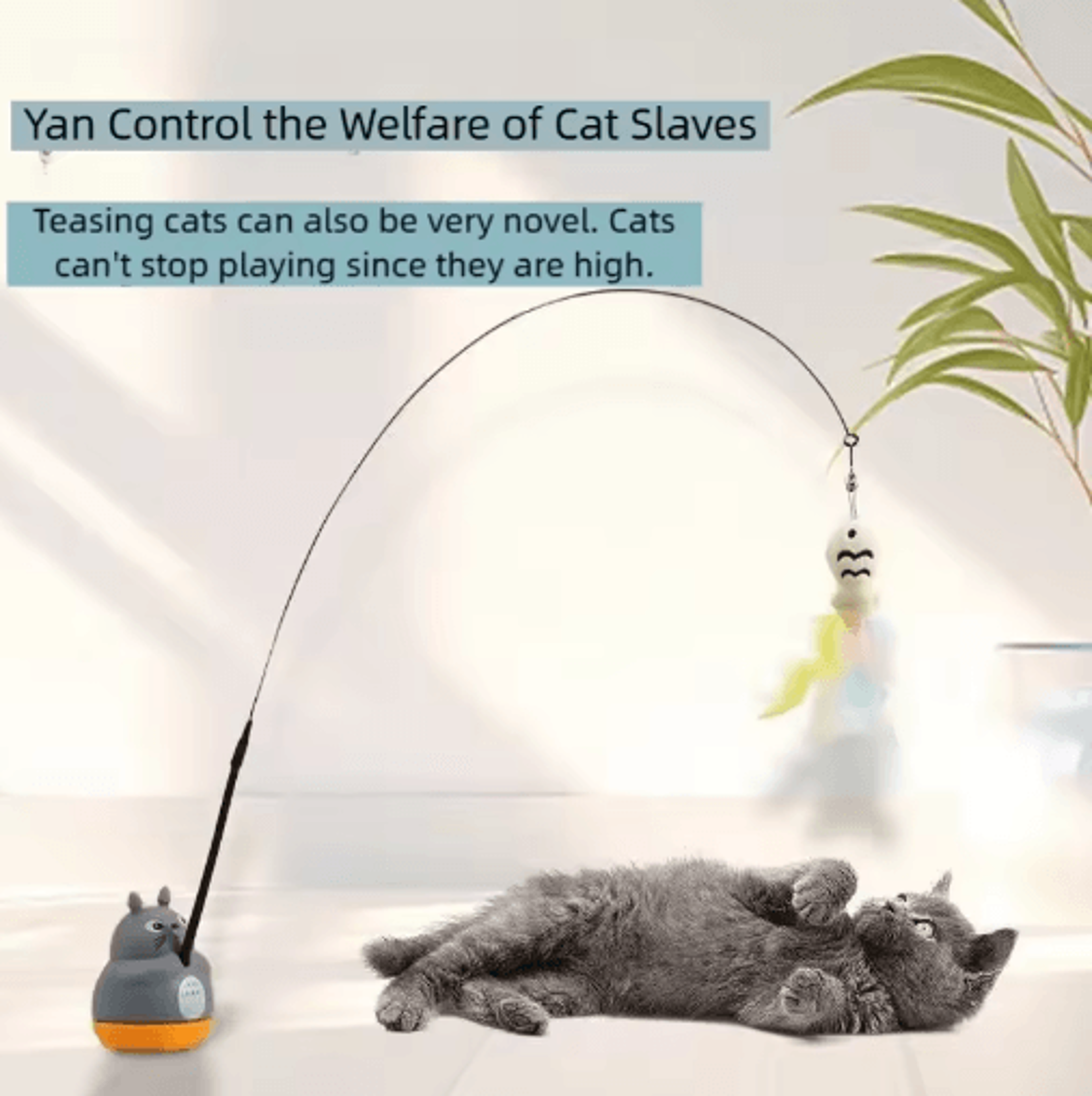 whirlpounce 360 interactive cat teaser wand with feather & bells