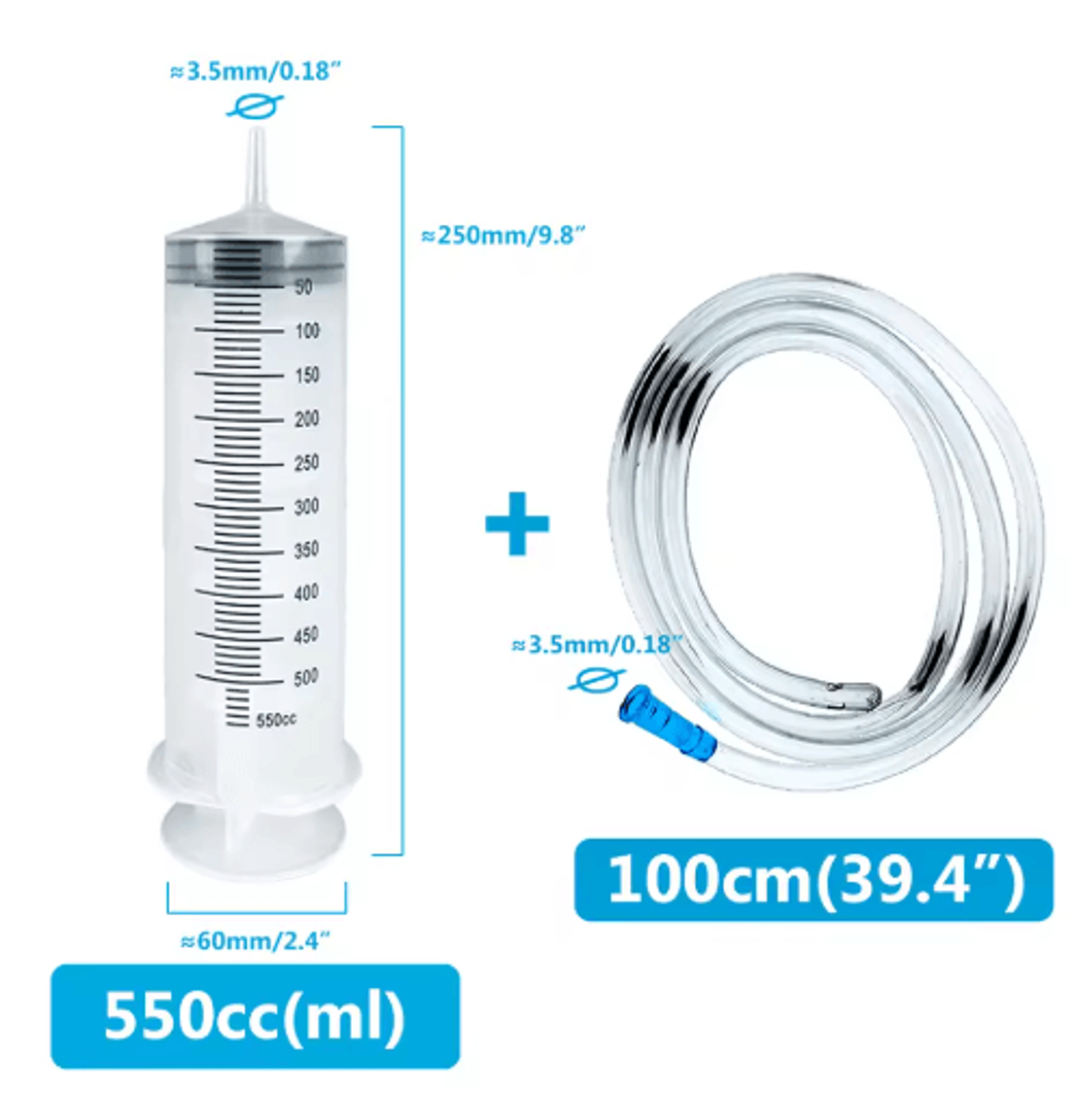 flow master large capacity feeding syringe kit with hose – multi-purpose pet care injector