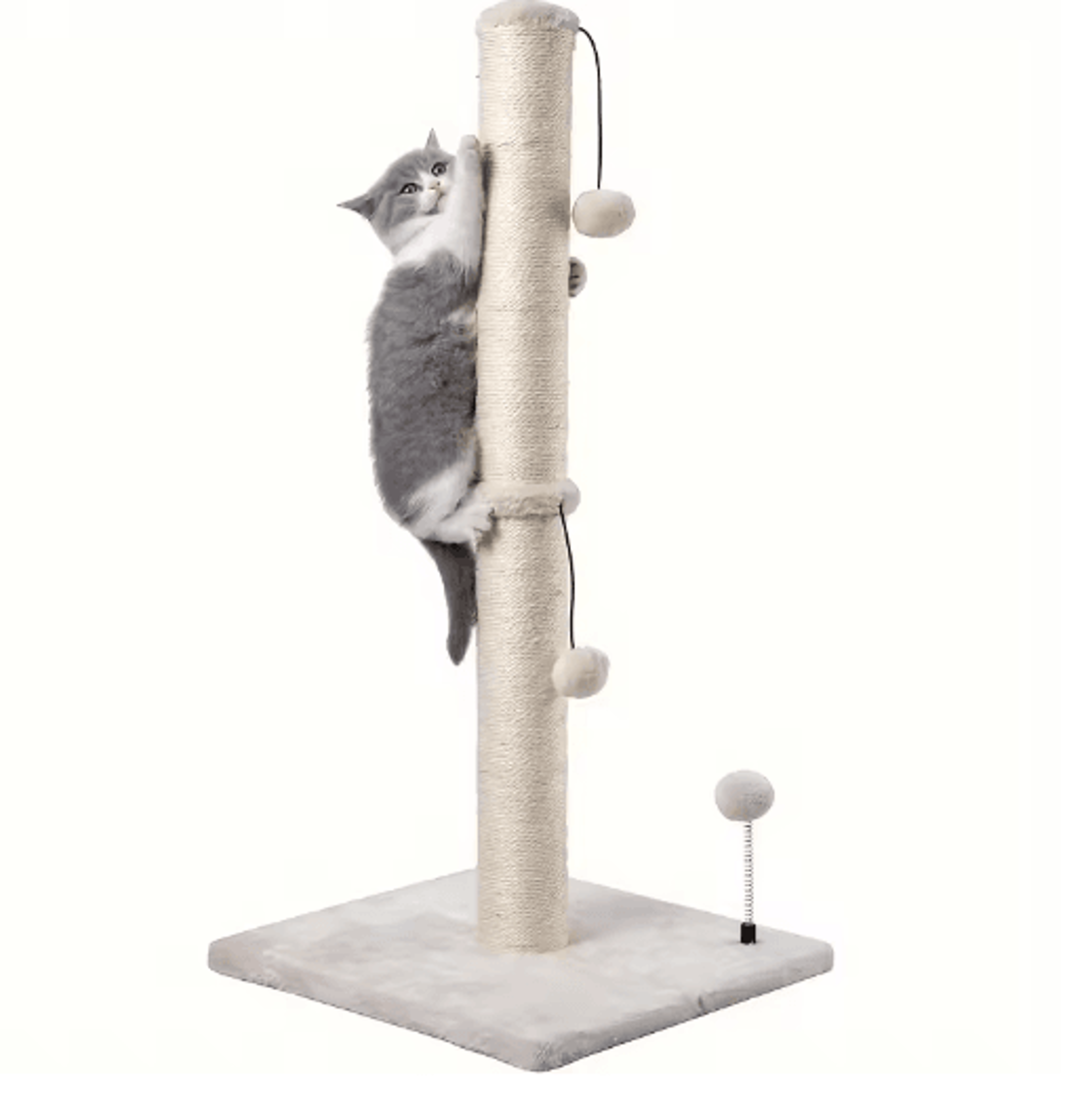 clawtower 34-inch premium sisal cat scratching post with hanging ball