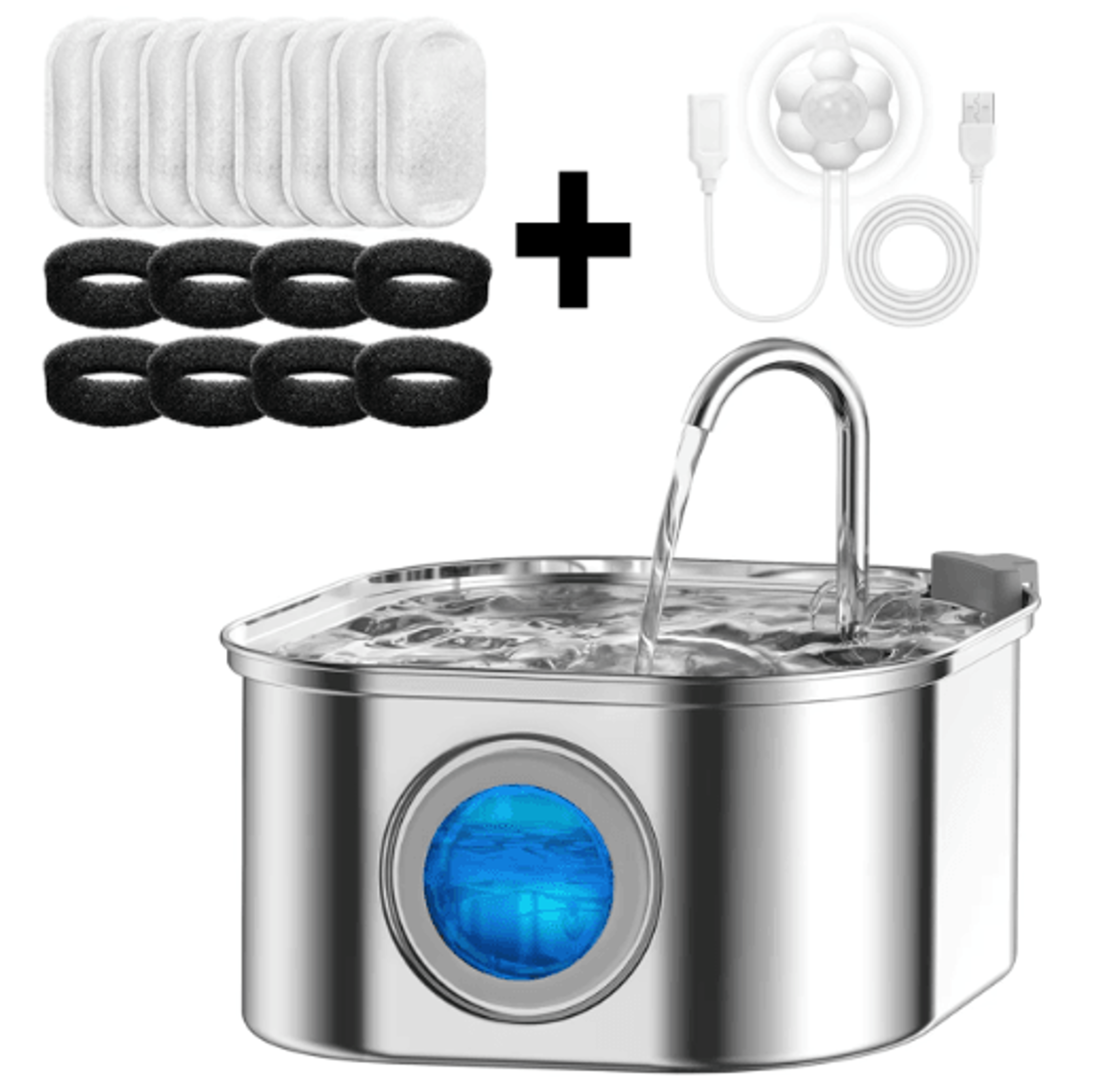 transparent cat water fountain with sensor – 3.2l stainless steel automatic pet water dispenser