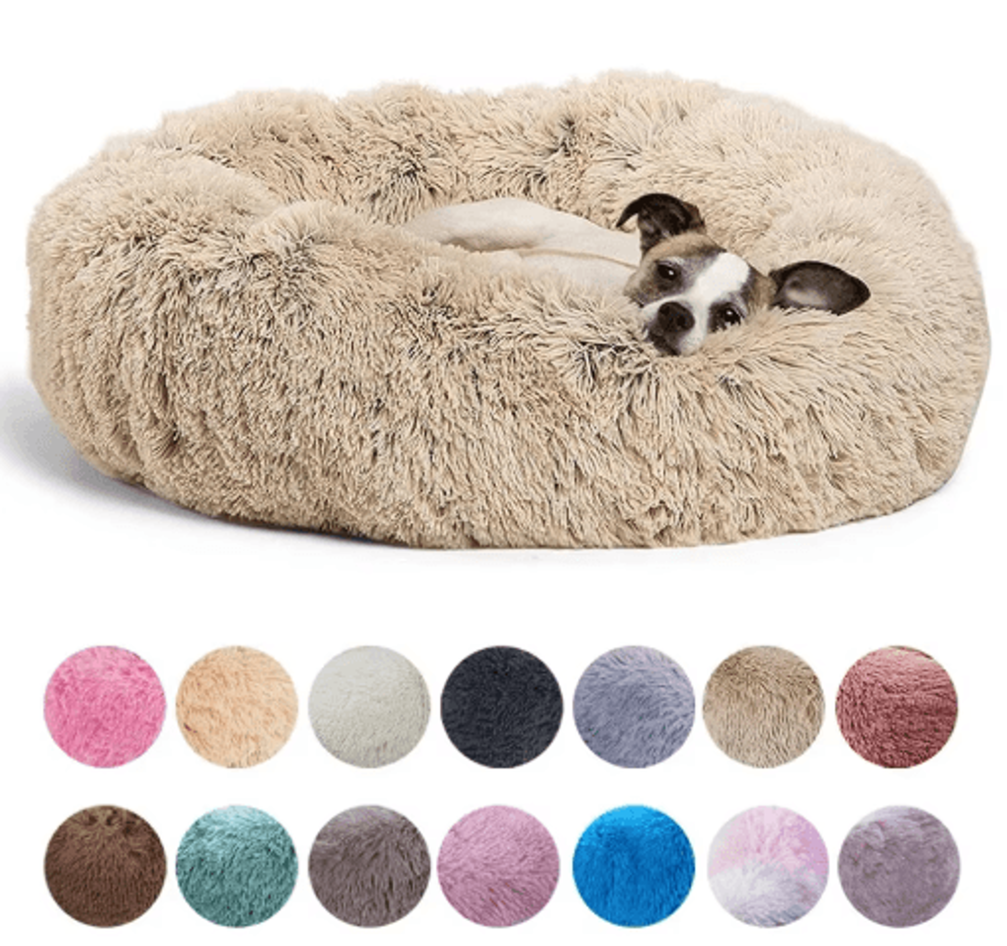 long plush round pet bed – super soft winter sleeping nest for cats & medium dogs