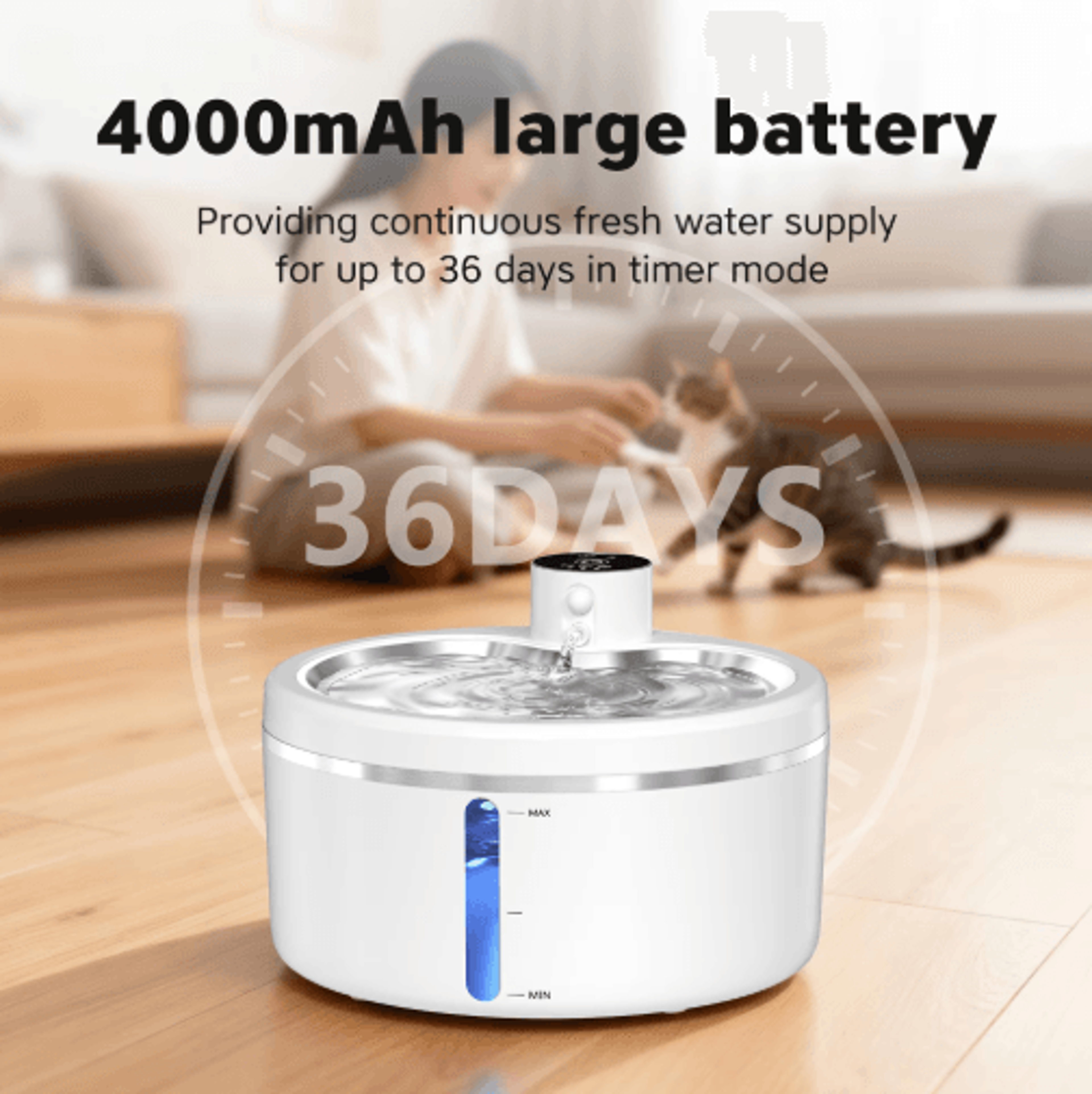 2.5l automatic cat water fountain rechargeable pet water purifier with stainless steel tray