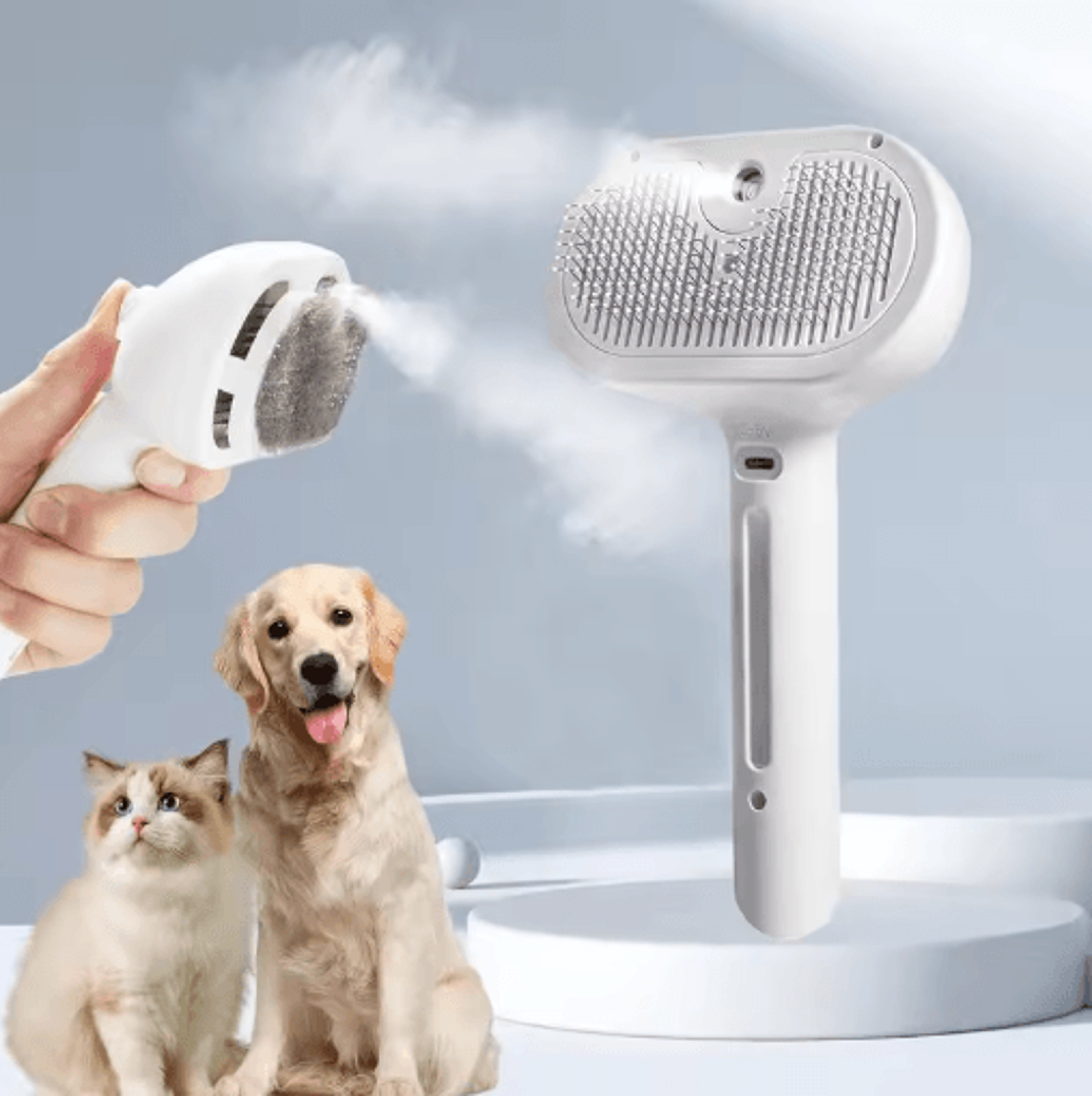 steam pet grooming brush soft spray massage comb for cats & dogs