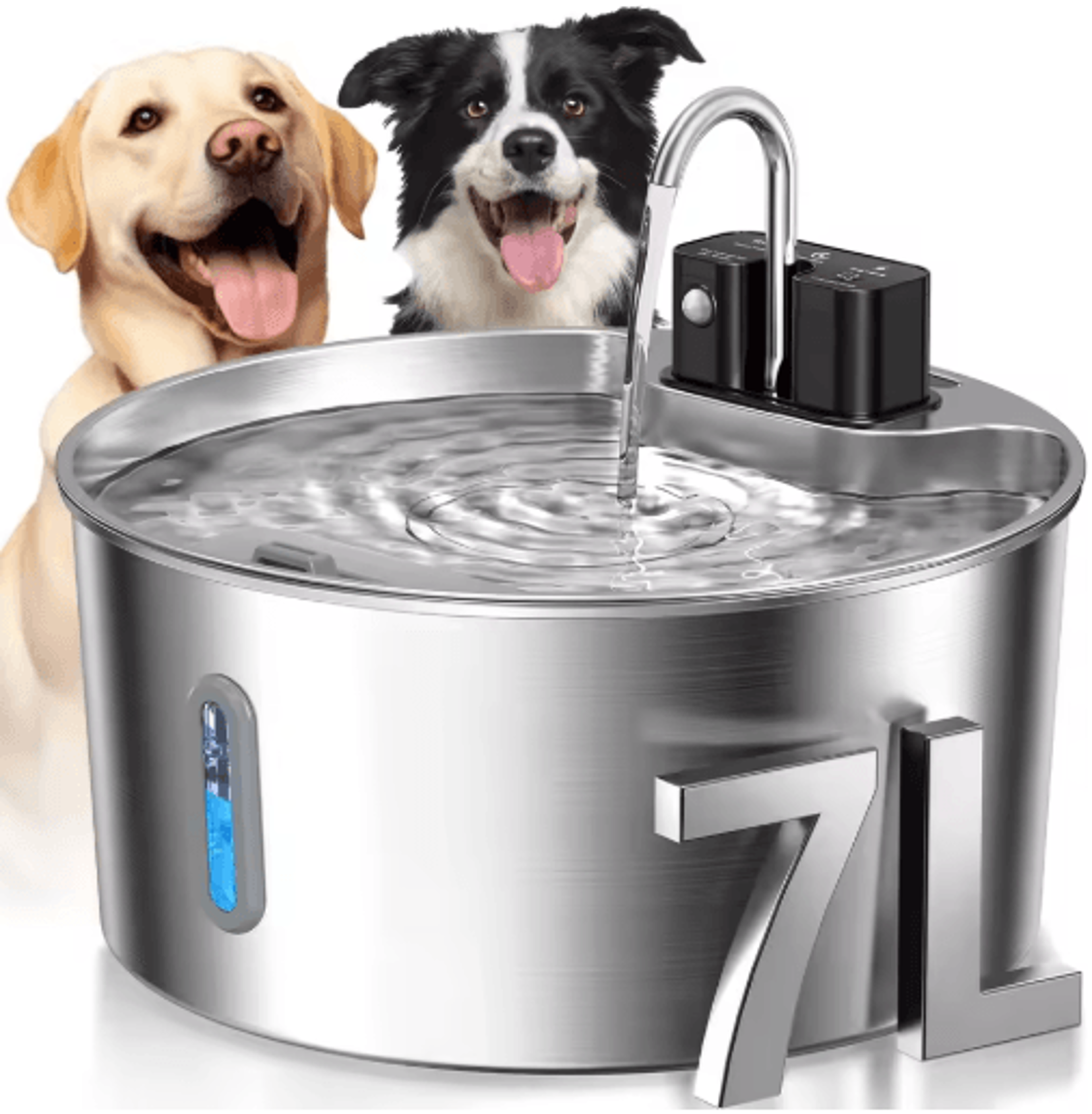 7l wireless rechargeable pet water fountain – stainless steel cat & dog water dispenser with visual window