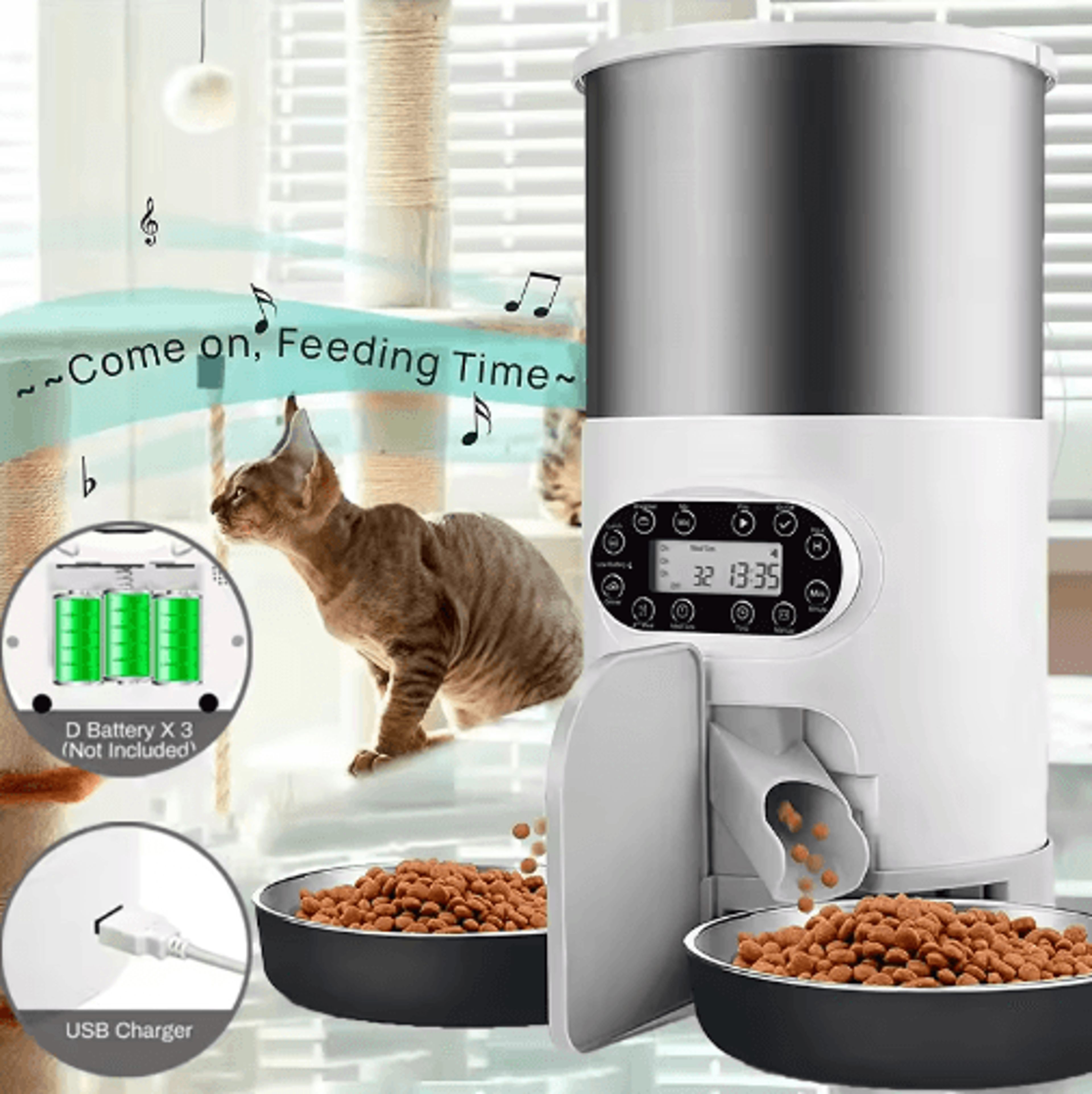 smart app automatic pet feeder – double meal remote feeding dispenser for cats & dogs